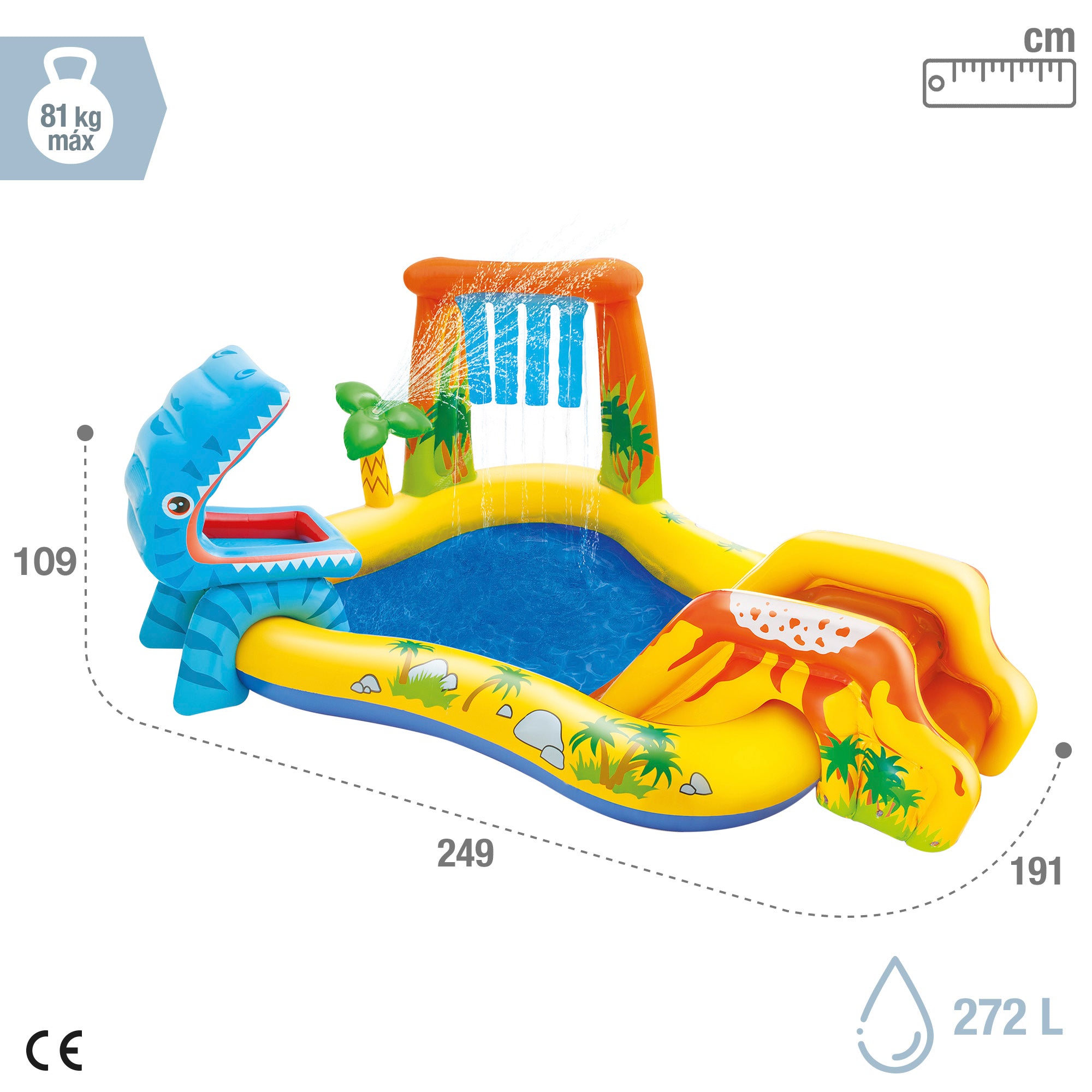 INTEX Centro juegos hinchable dinosaurio 249x191x109 cm 272l