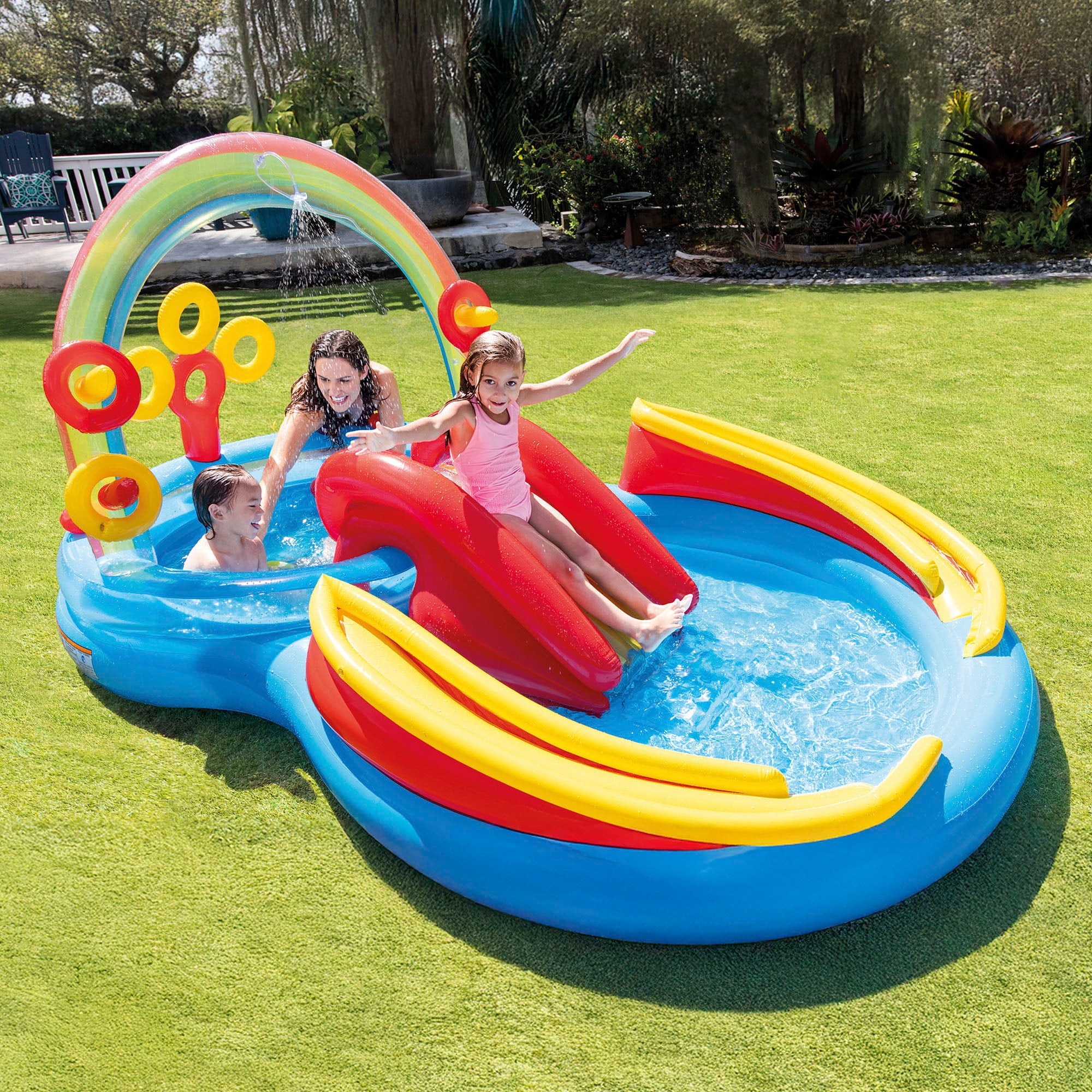 INTEX Centro juegos hinchable arcoiris 297x193x135 cm