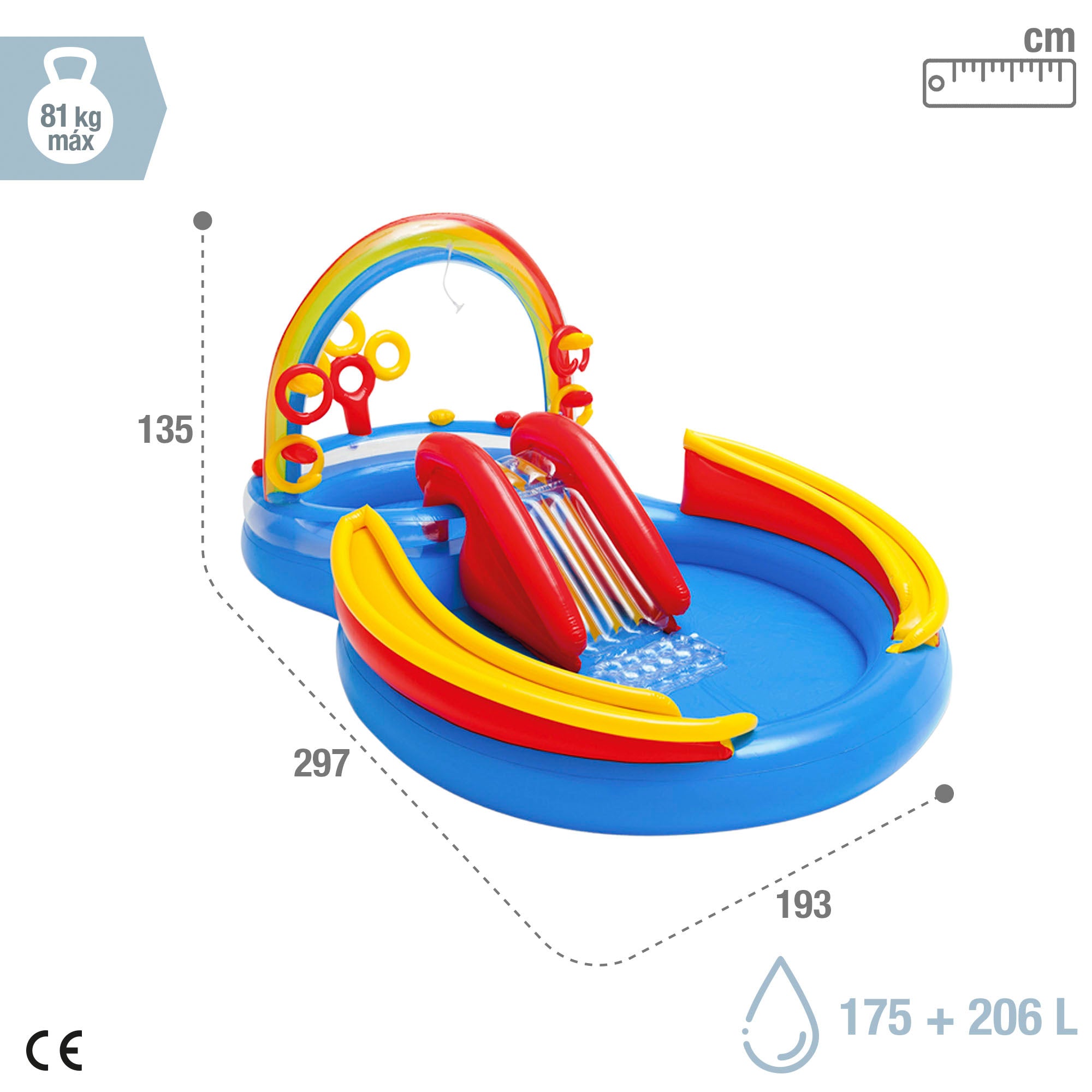 INTEX Centro juegos hinchable arcoiris 297x193x135 cm