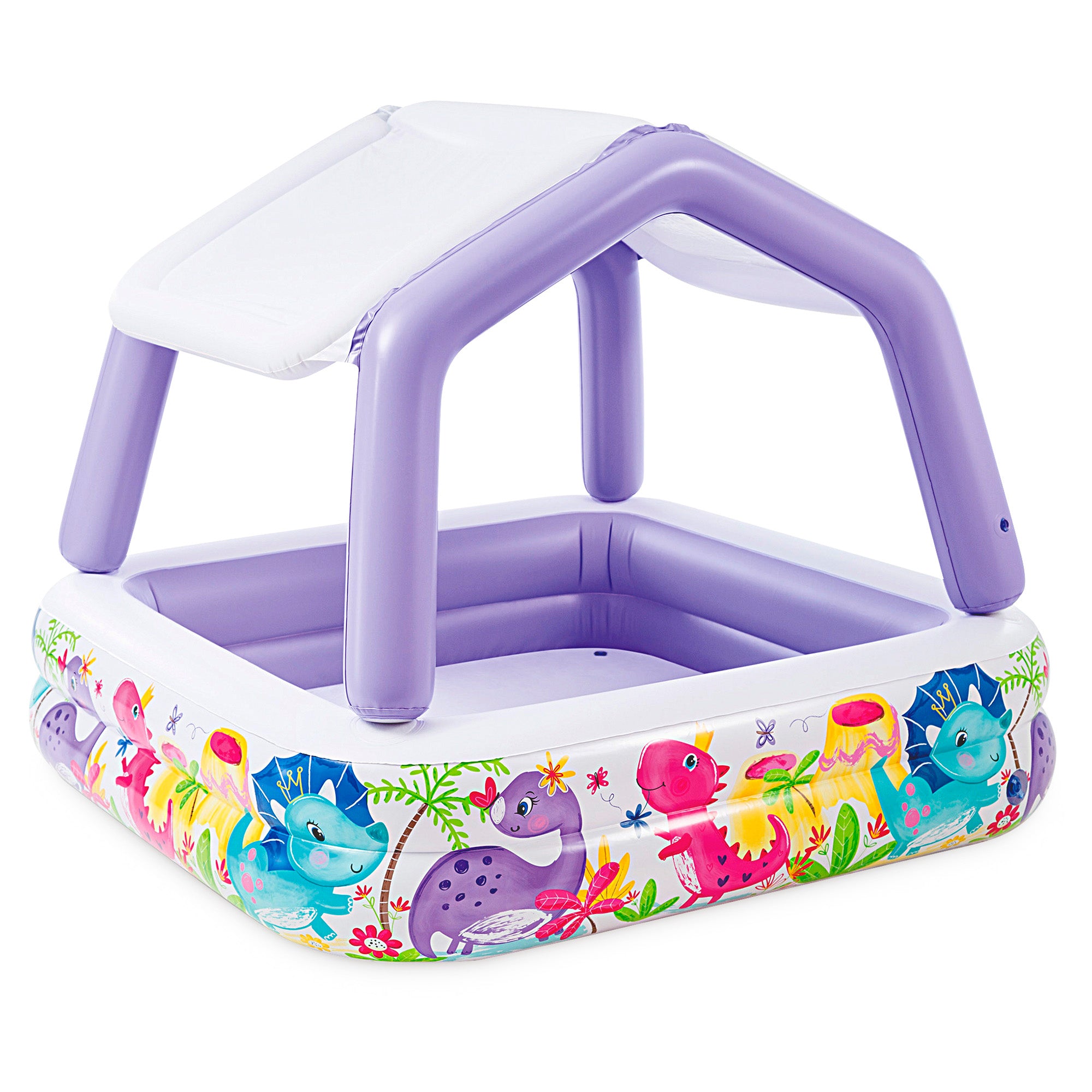 INTEX Piscina hinchable infantil con toldo extraíble 157x157x122 cm - 295 l