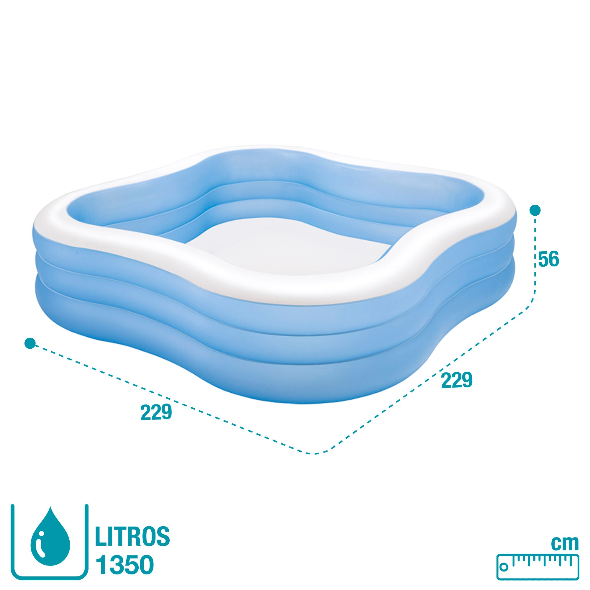 INTEX Piscina hinchable cuadrada 229x229x56 cm - 1.250 litros