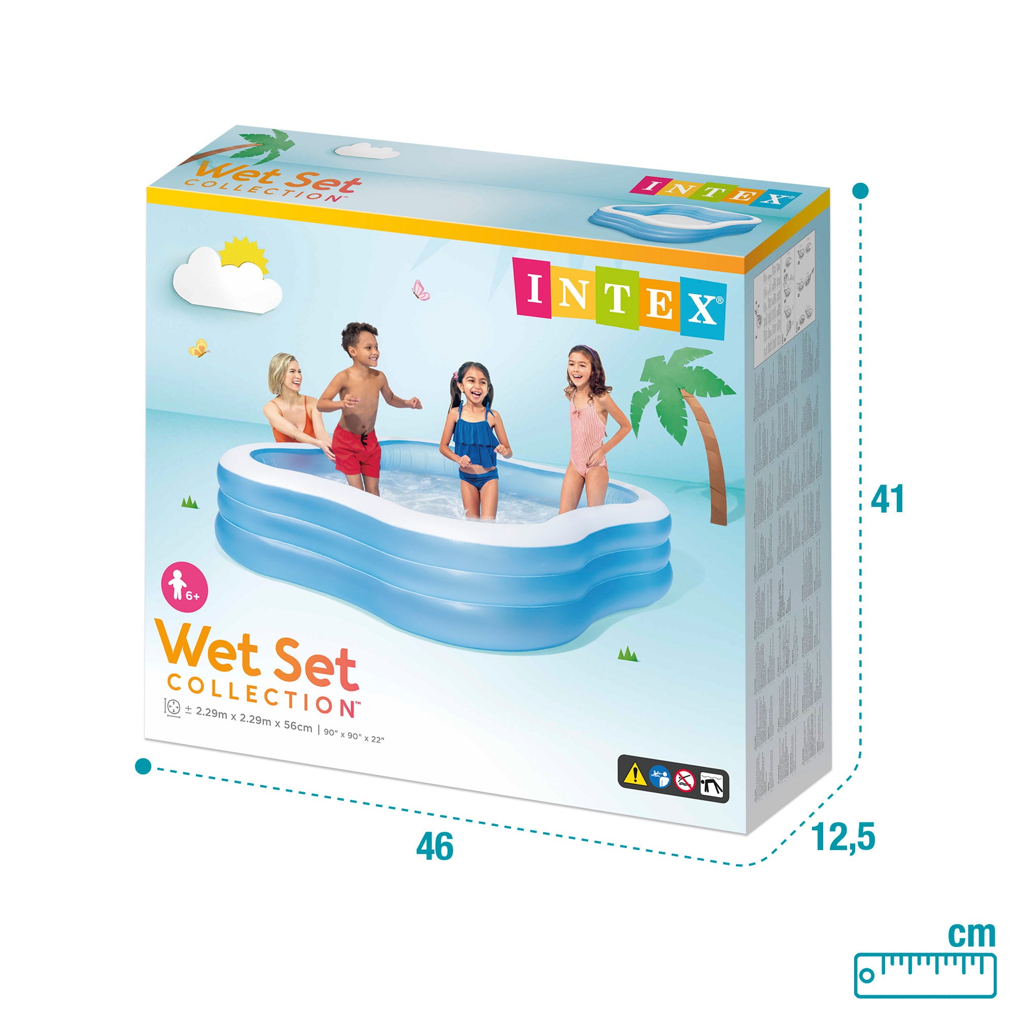 INTEX Piscina hinchable cuadrada 229x229x56 cm - 1.250 litros