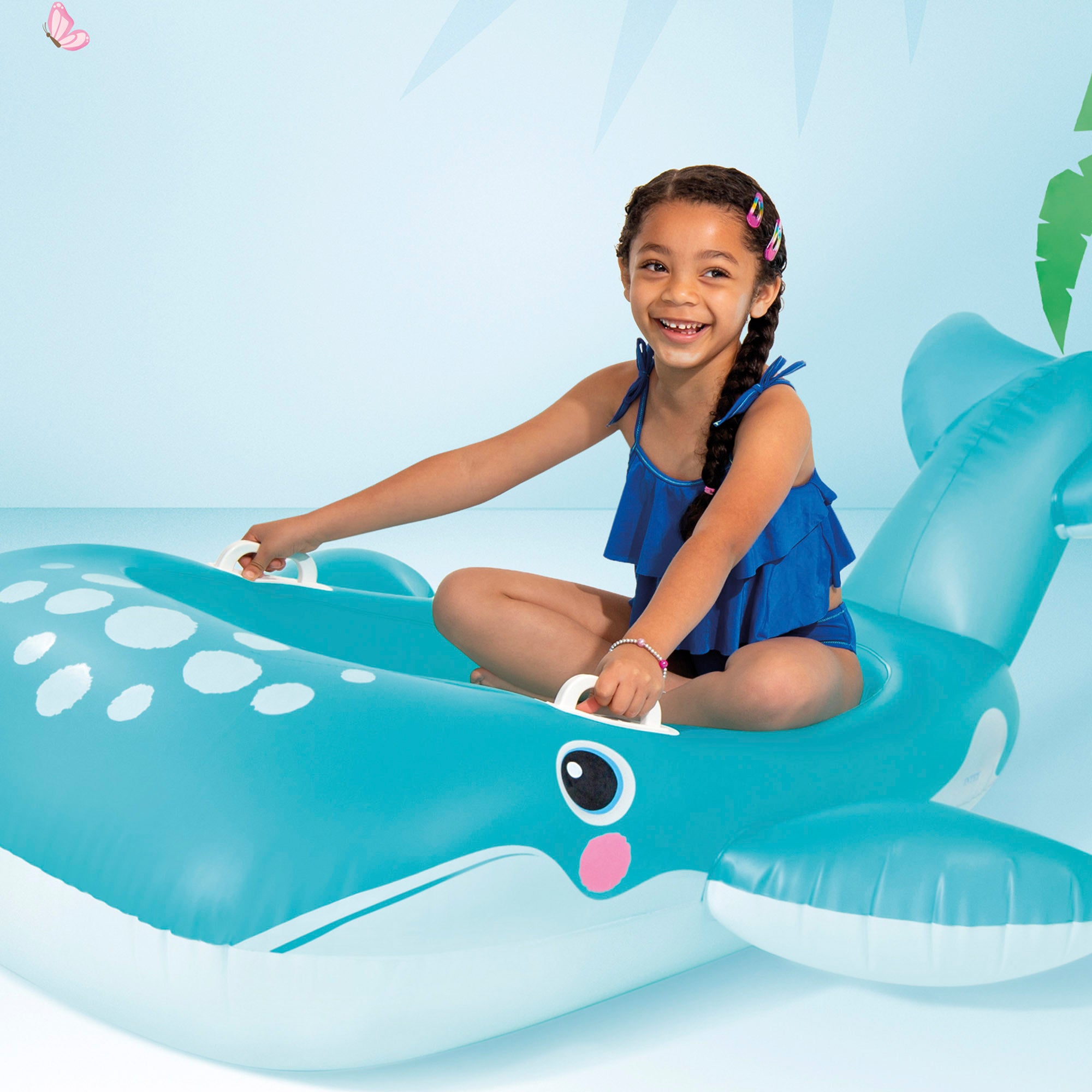 INTEX Barca hinchable infantil ballena con suelo acolchado 140x168 cm