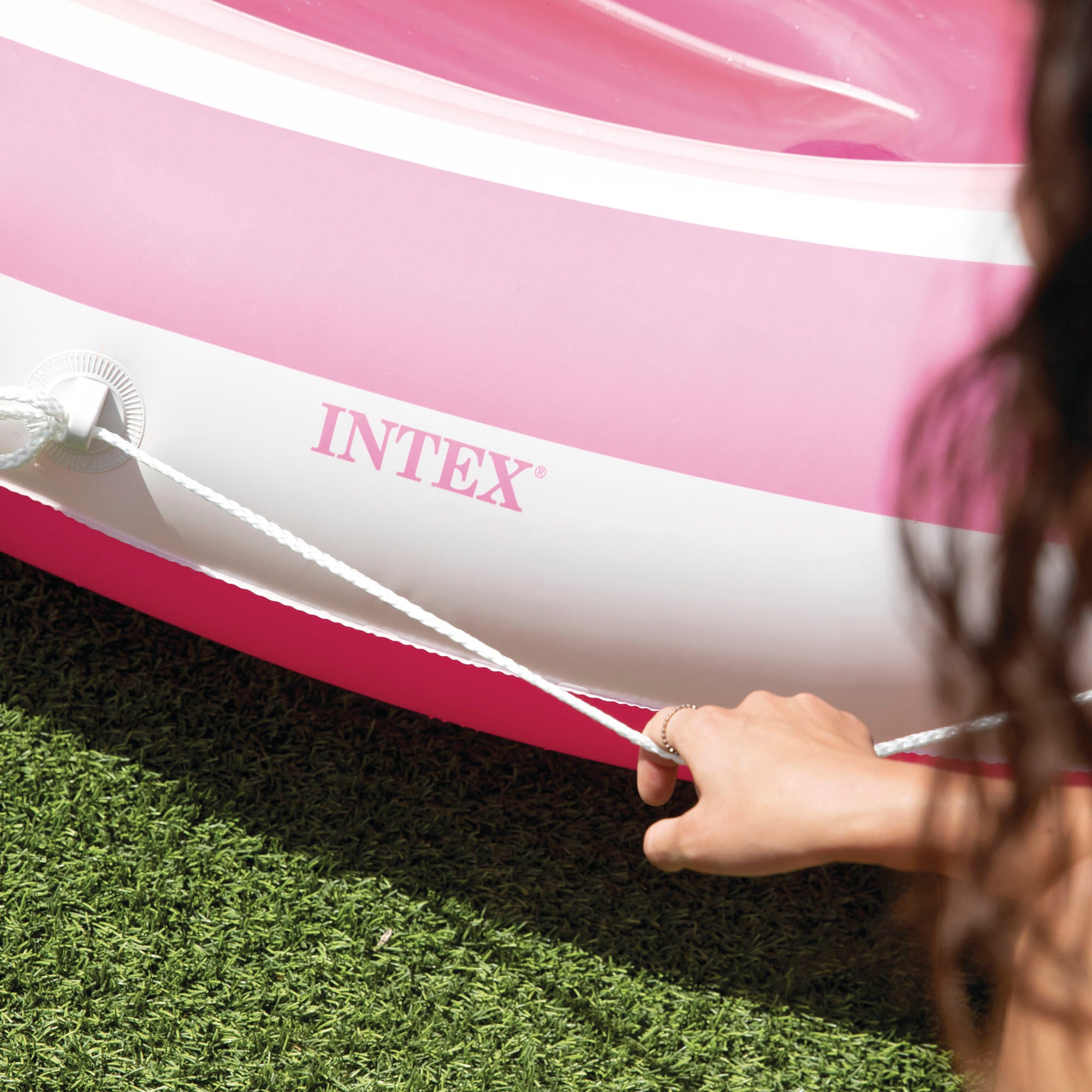 INTEX Colchoneta hinchable Pink Paradise con techo y portabebidas