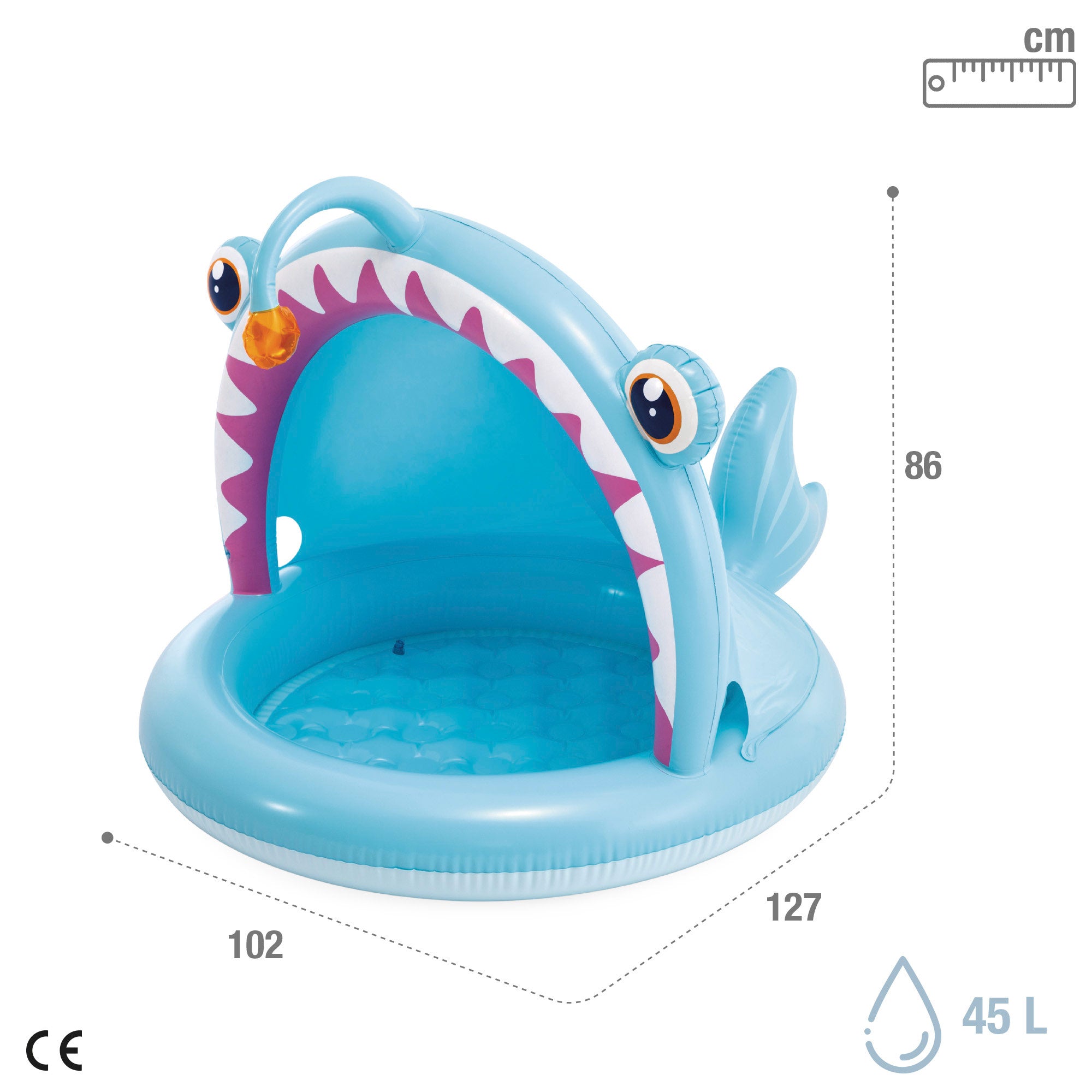 INTEX Piscina infantil hinchable Angler Fish con parasol y suelo acolchado