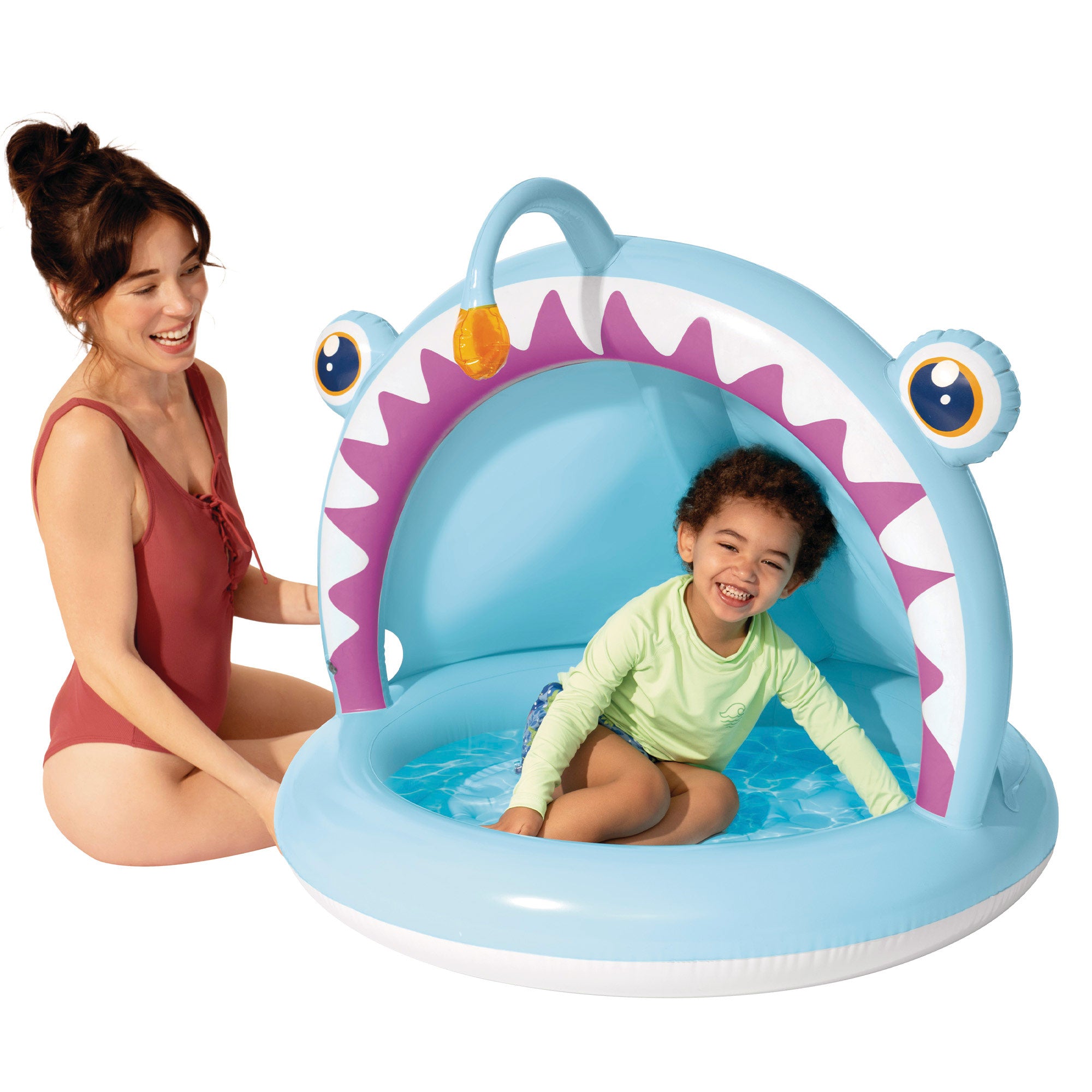 INTEX Piscina infantil hinchable Angler Fish con parasol y suelo acolchado