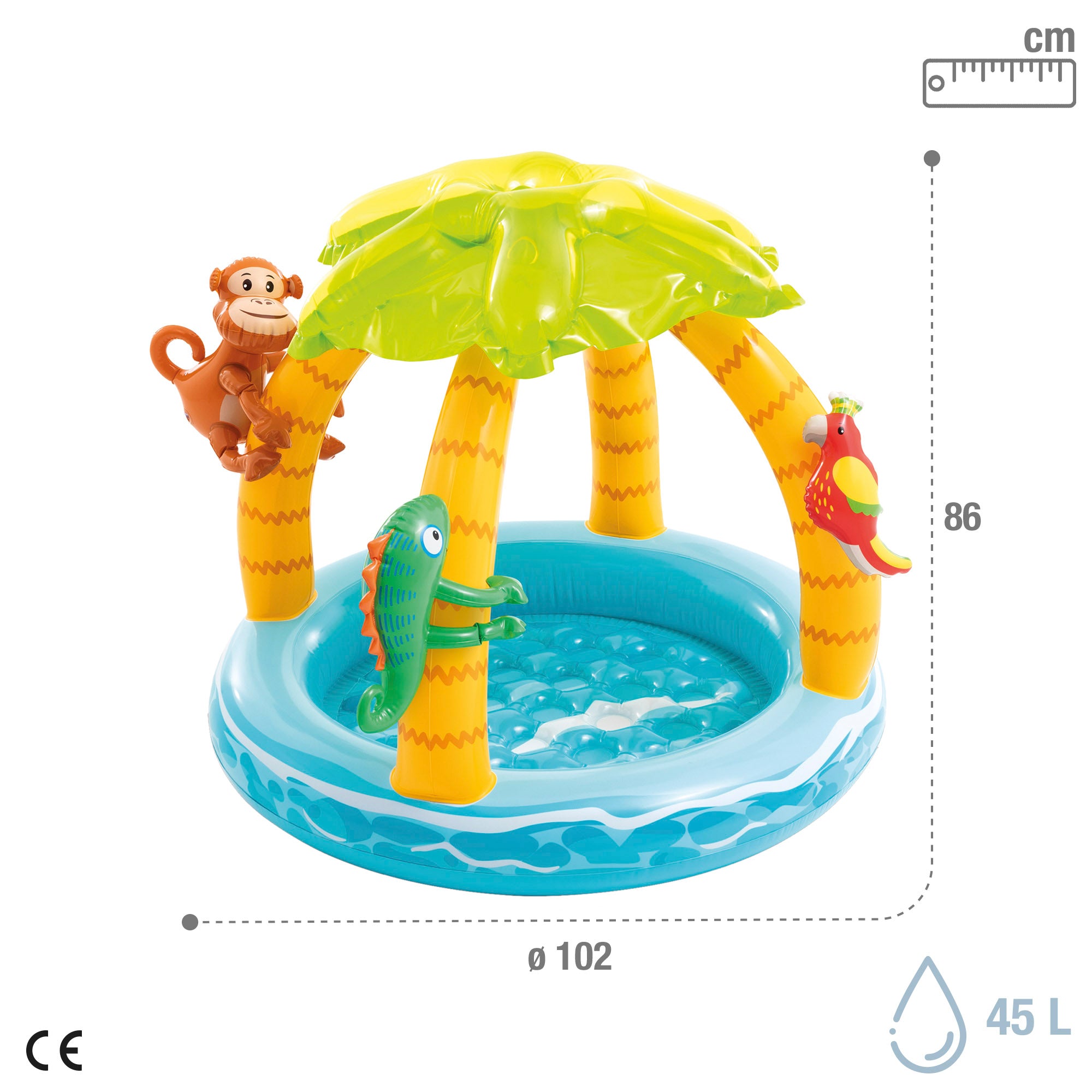 INTEX Piscina hinchable isla tropical con parasol y suelo acolchado