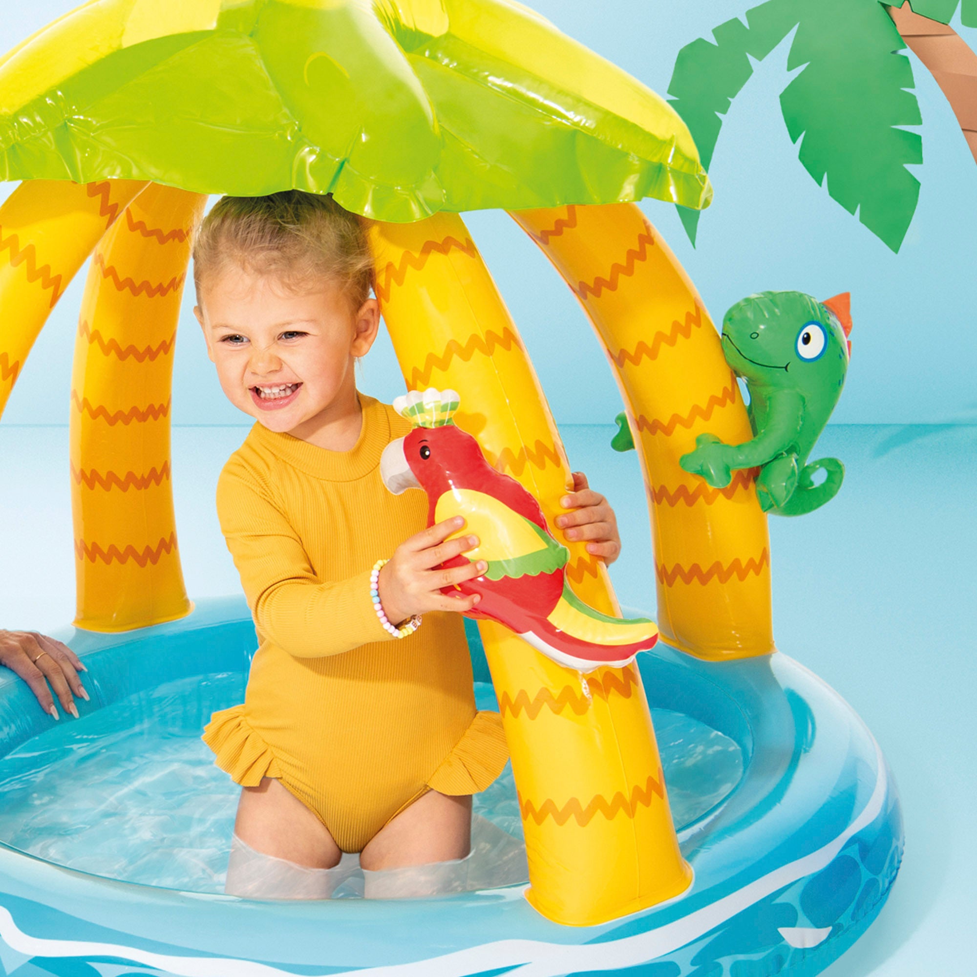 INTEX Piscina hinchable isla tropical con parasol y suelo acolchado