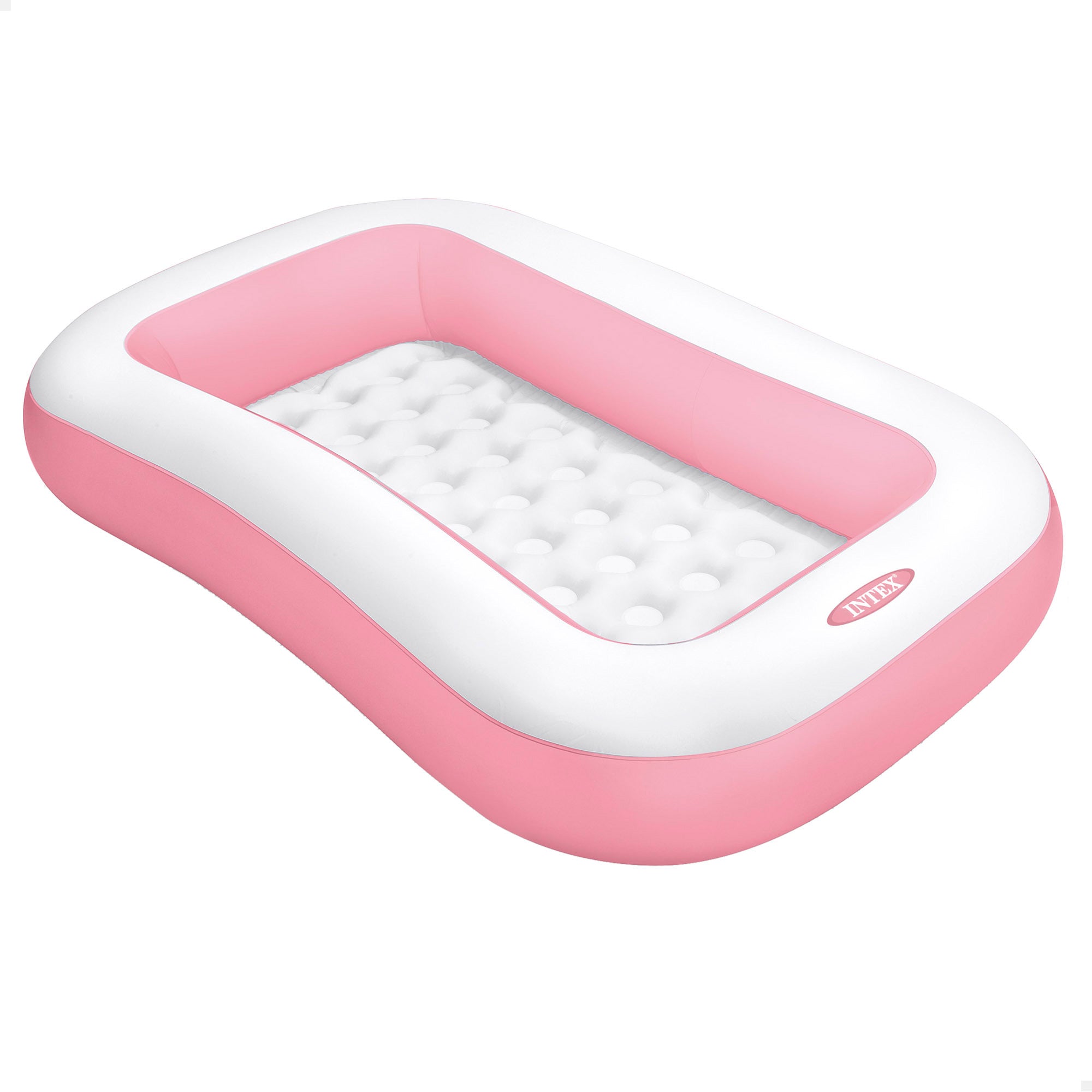 INTEX Piscina hinchable infantil rosa con suelo acolchado 166x100x25 cm