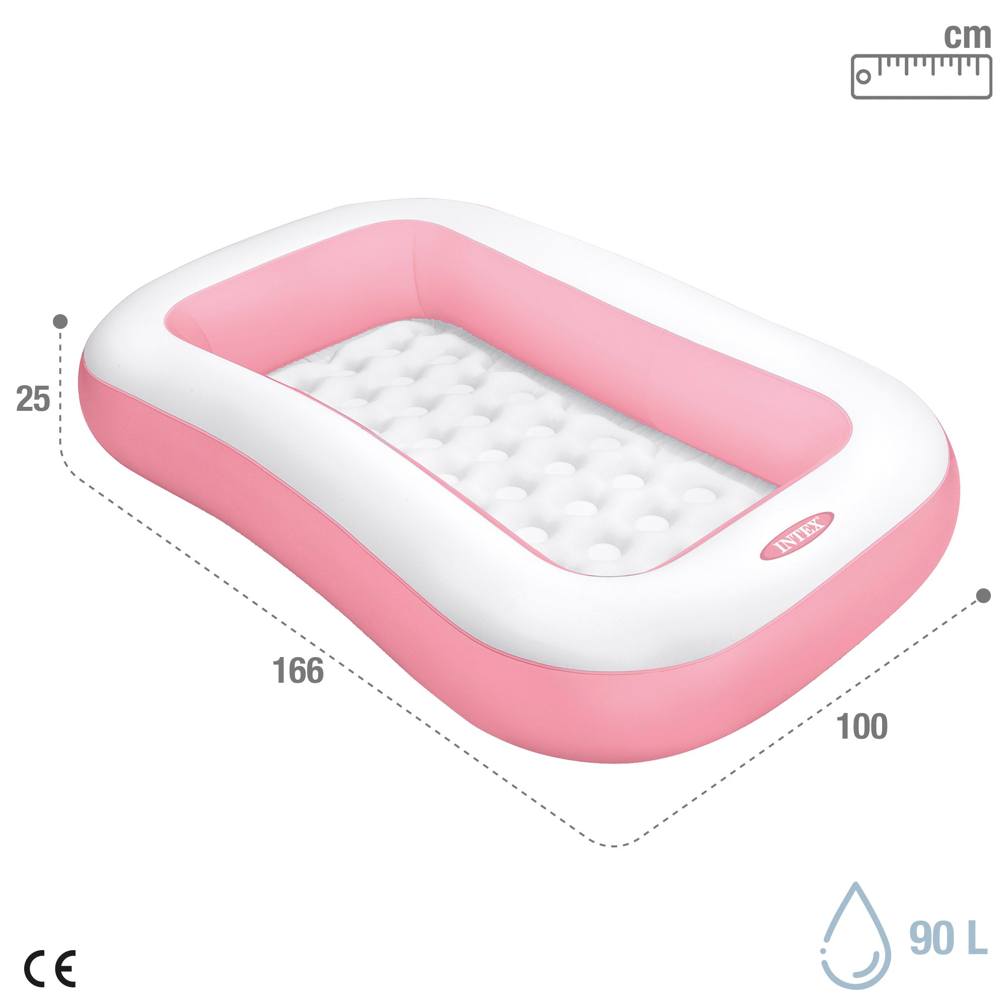 INTEX Piscina hinchable infantil rosa con suelo acolchado 166x100x25 cm