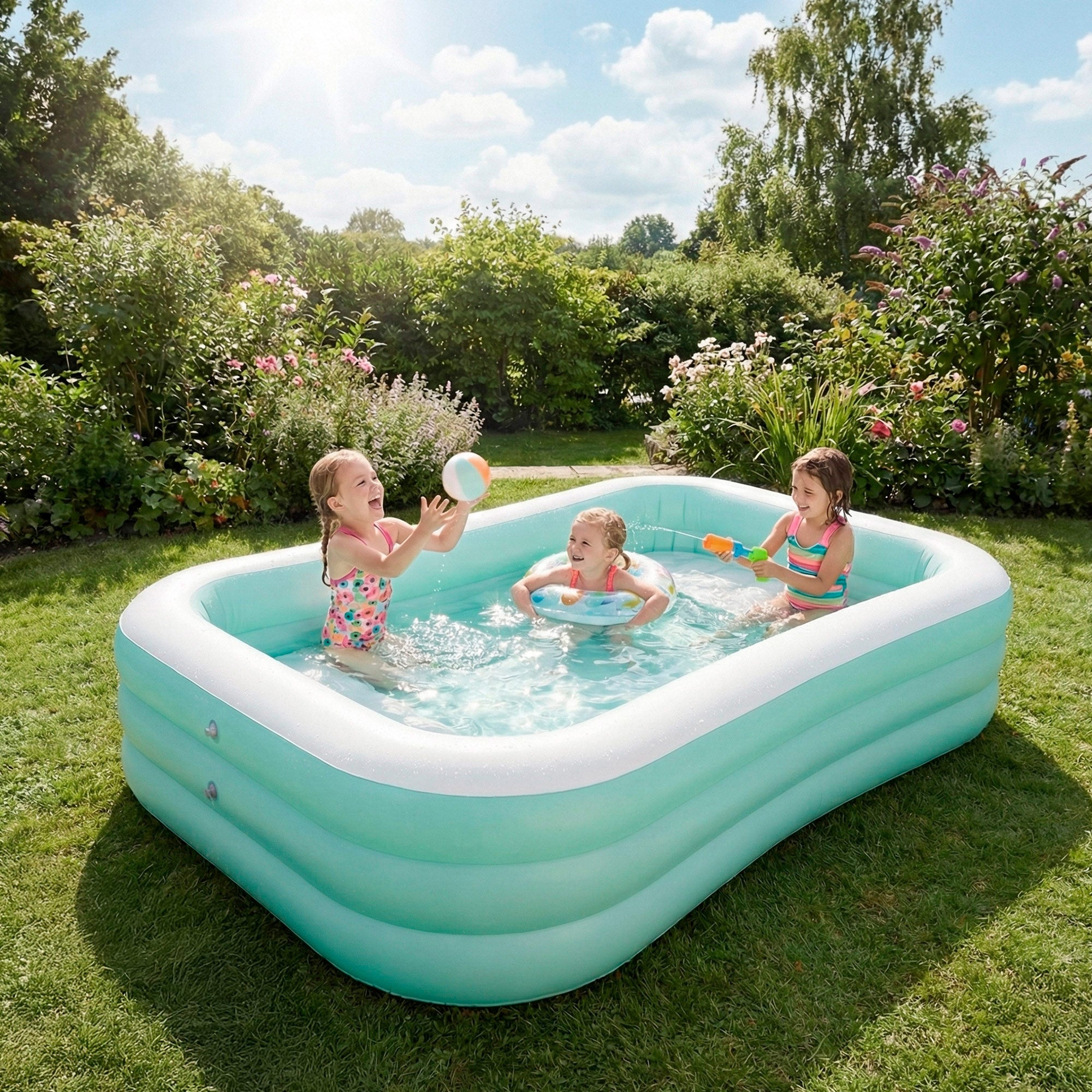 INTEX Piscina hinchable infantil azul y blanco