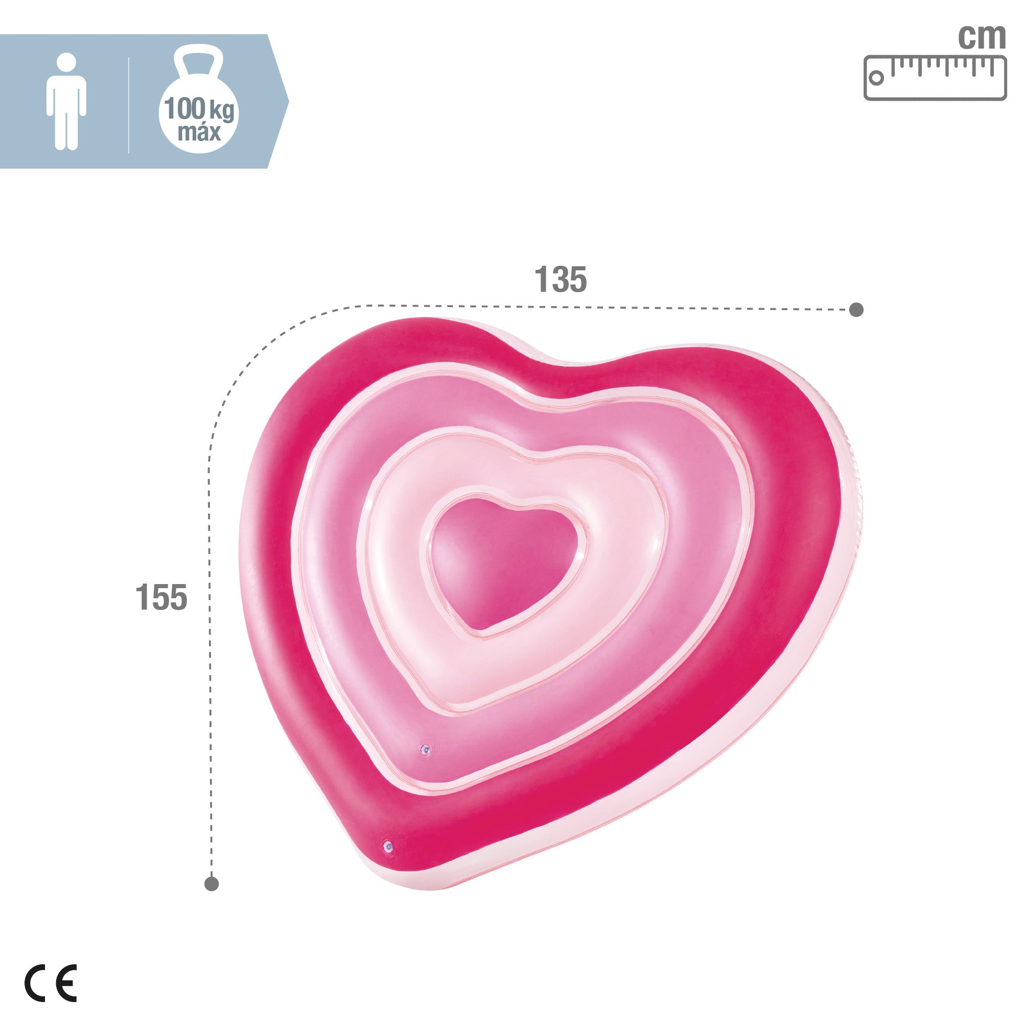 INTEX Colchoneta hinchable corazón 135x25x155 cm