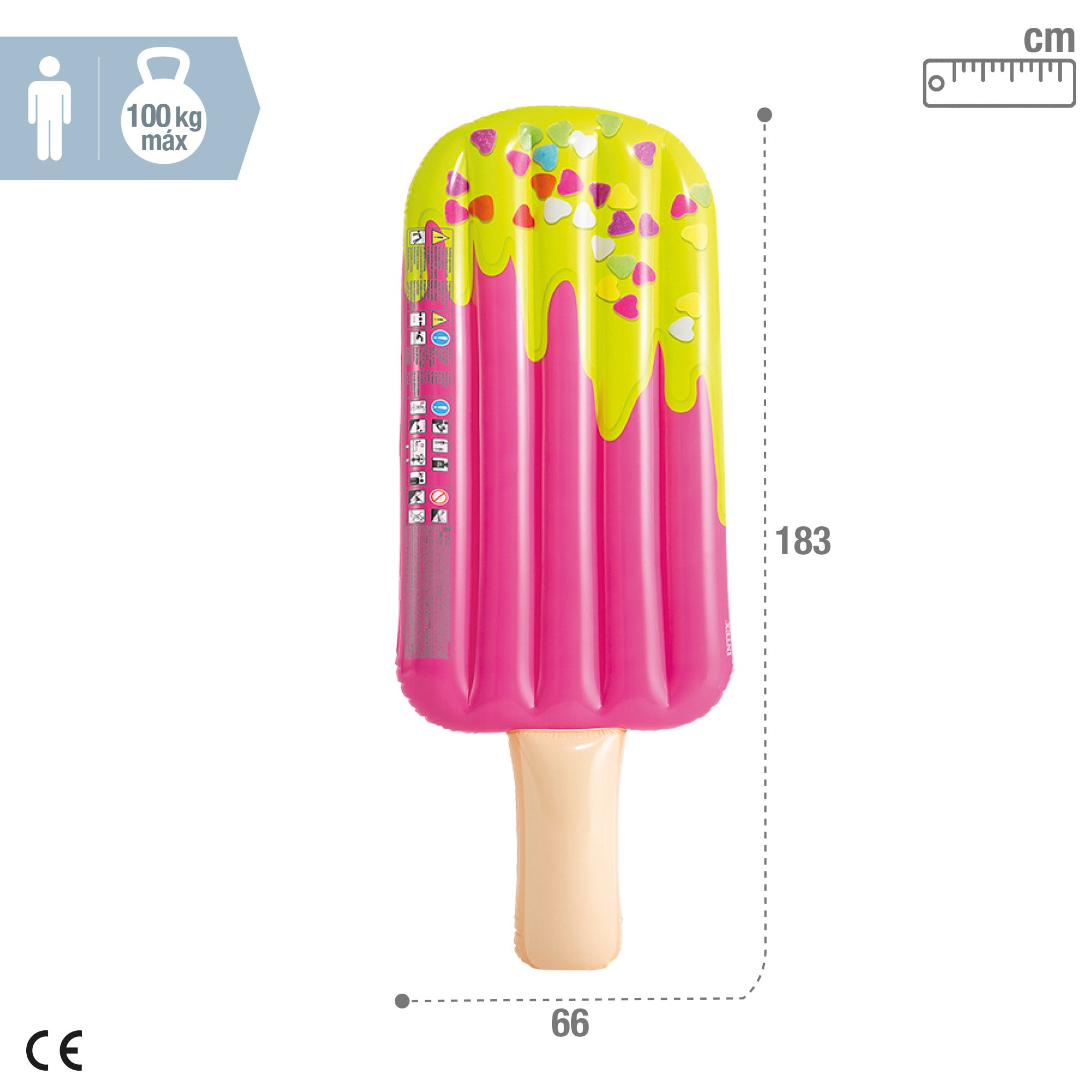 INTEX Colchoneta hinchable helado de colores 76x191 cm