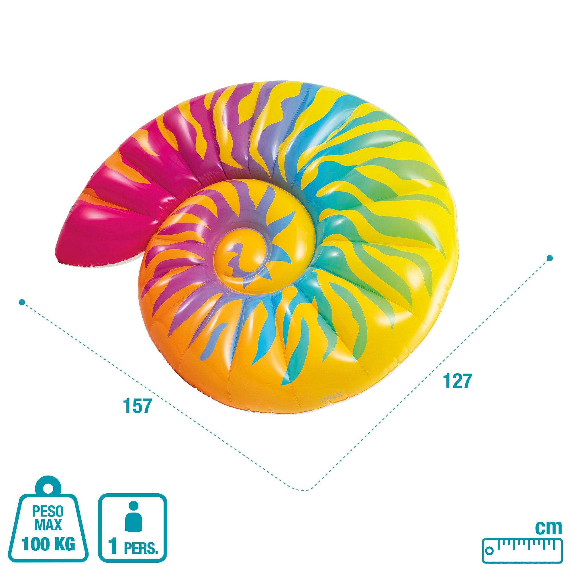 INTEX Colchoneta hinchable caracola multicolor