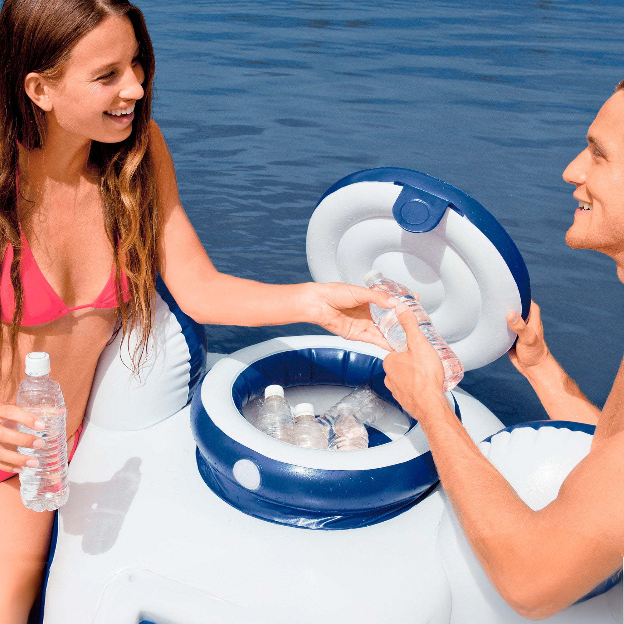 INTEX Rueda hinchable doble River Run 2 con nevera 243x157 cm