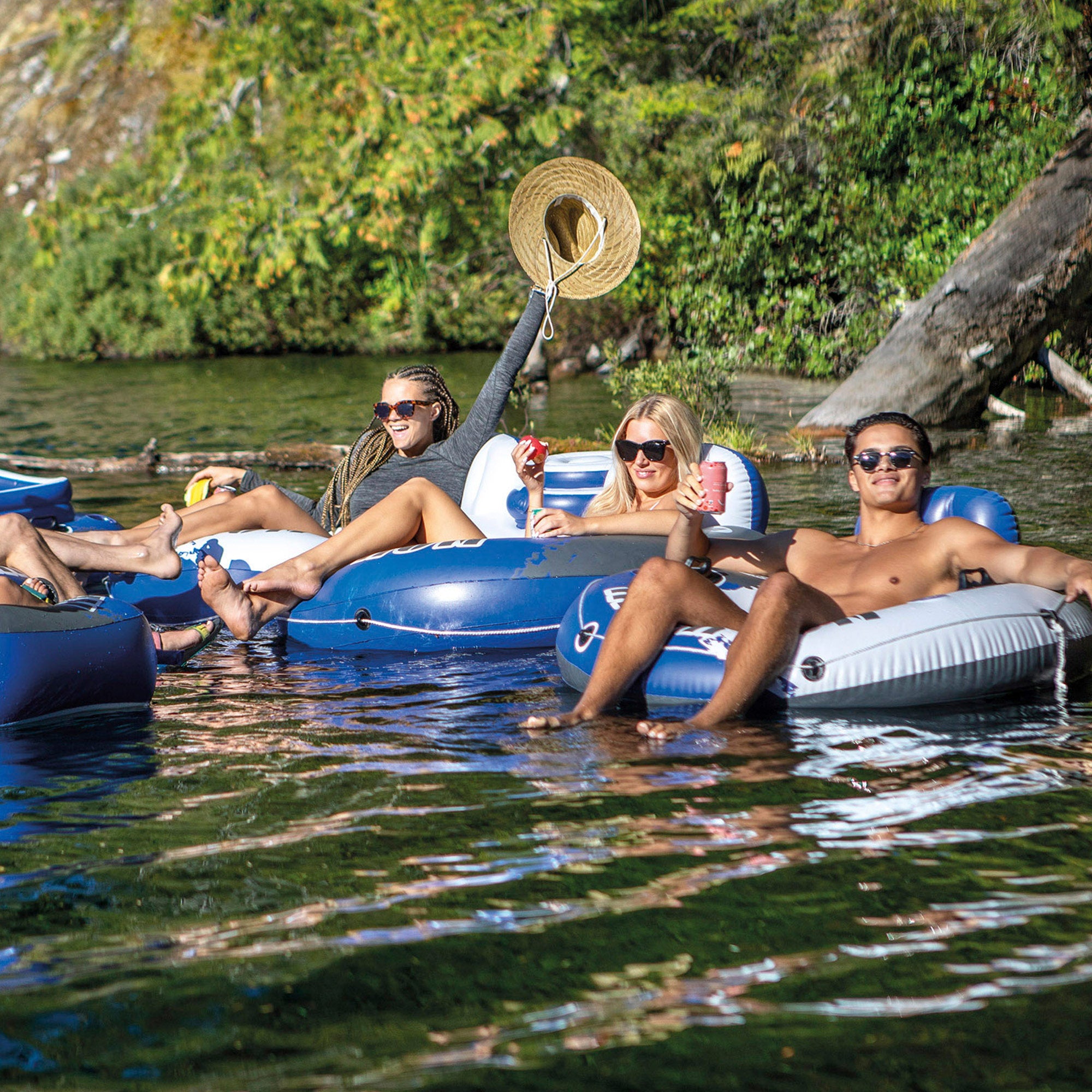 INTEX Rueda hinchable doble River Run 2 con nevera 243x157 cm