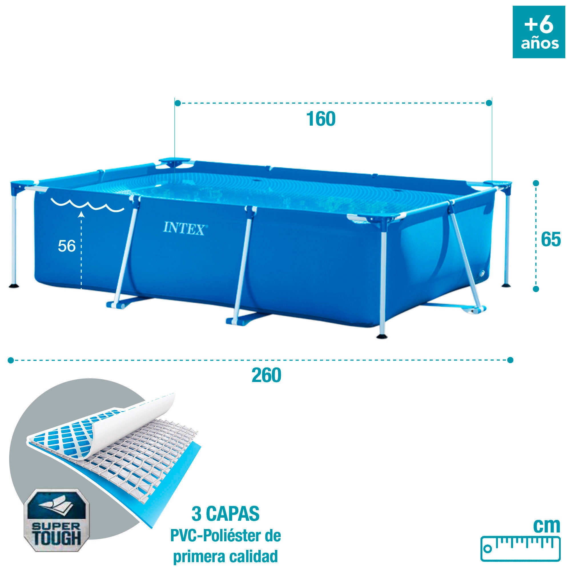 INTEX Piscina desmontable Small Frame 260x160x65 cm - 2.282 l