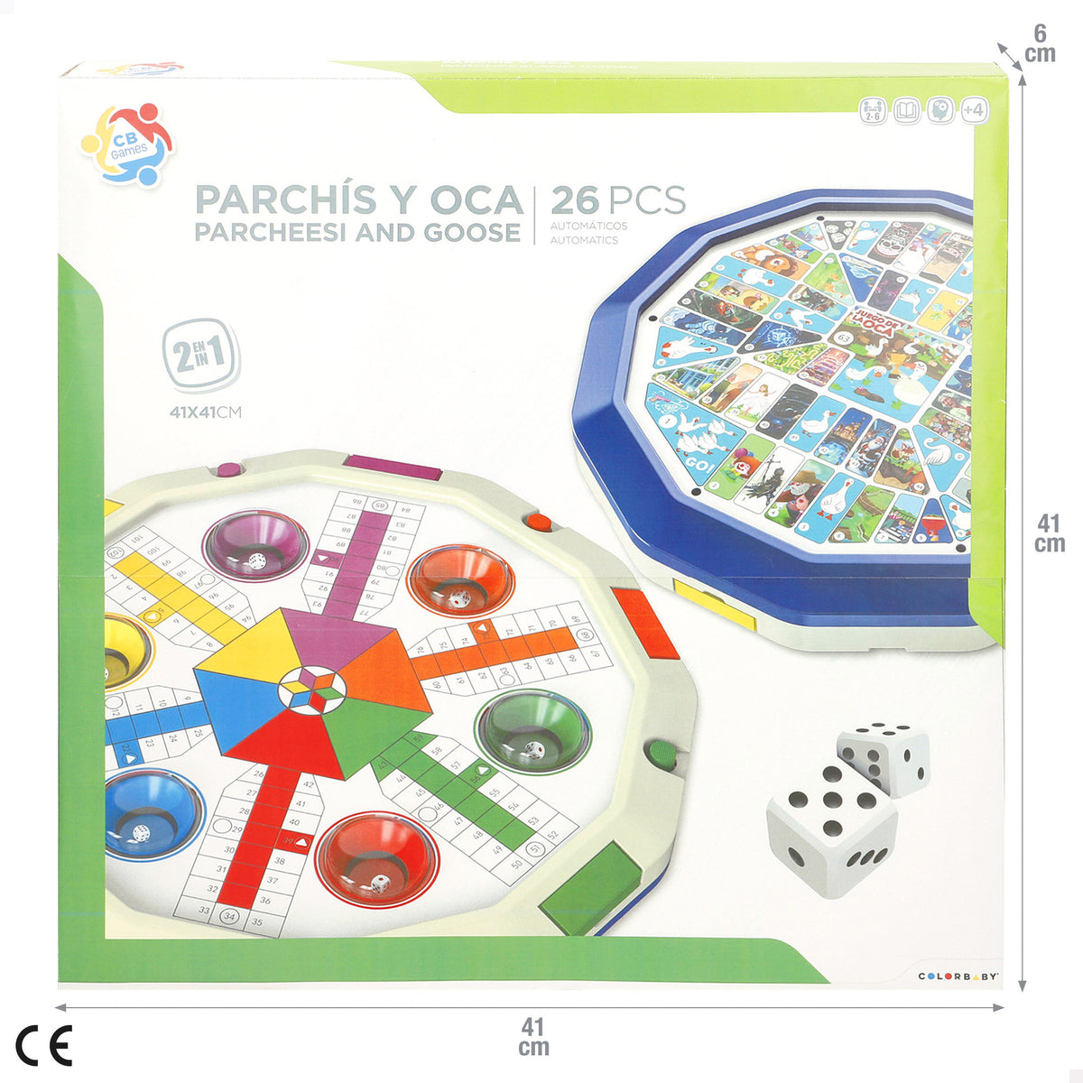 Tablero reversible 2 en 1 parchís y oca CB Games
