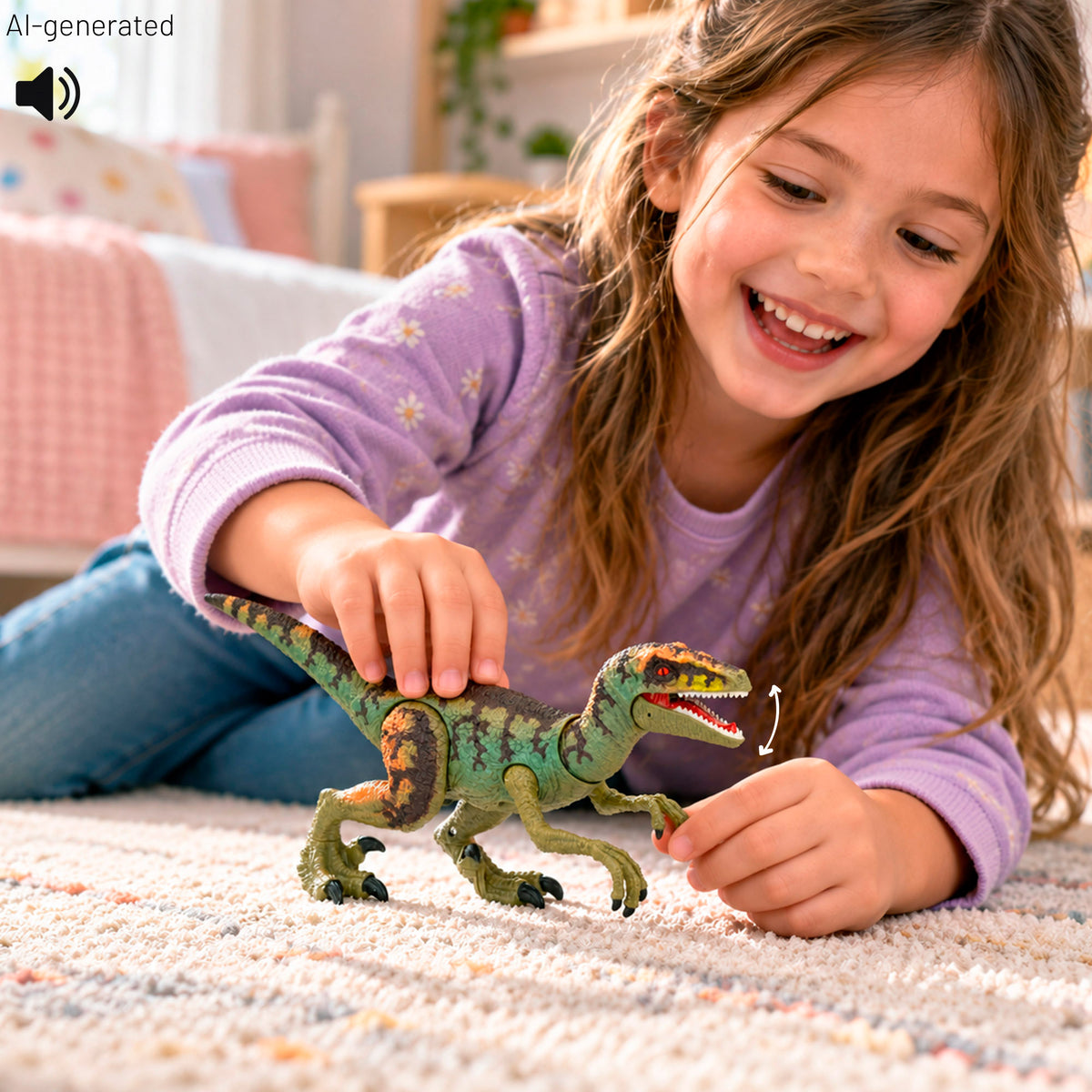 Set de dinosaurio con helicóptero, moto y explorador Animal World