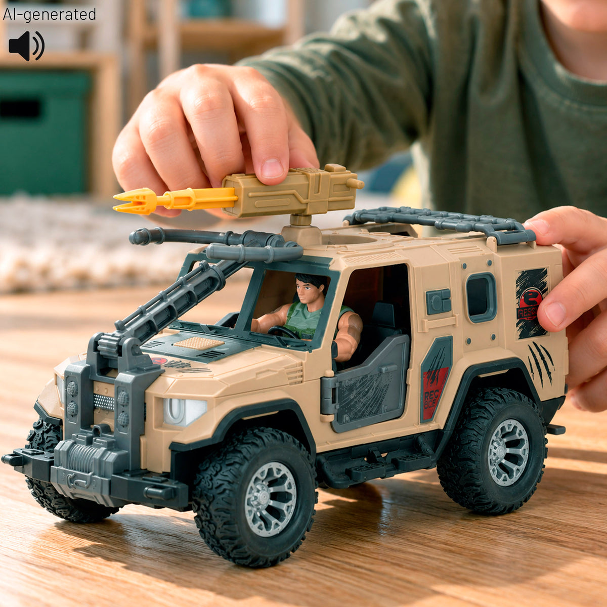 Set dinosaurio y coche todoterreno de expedición jurásica Animal World
