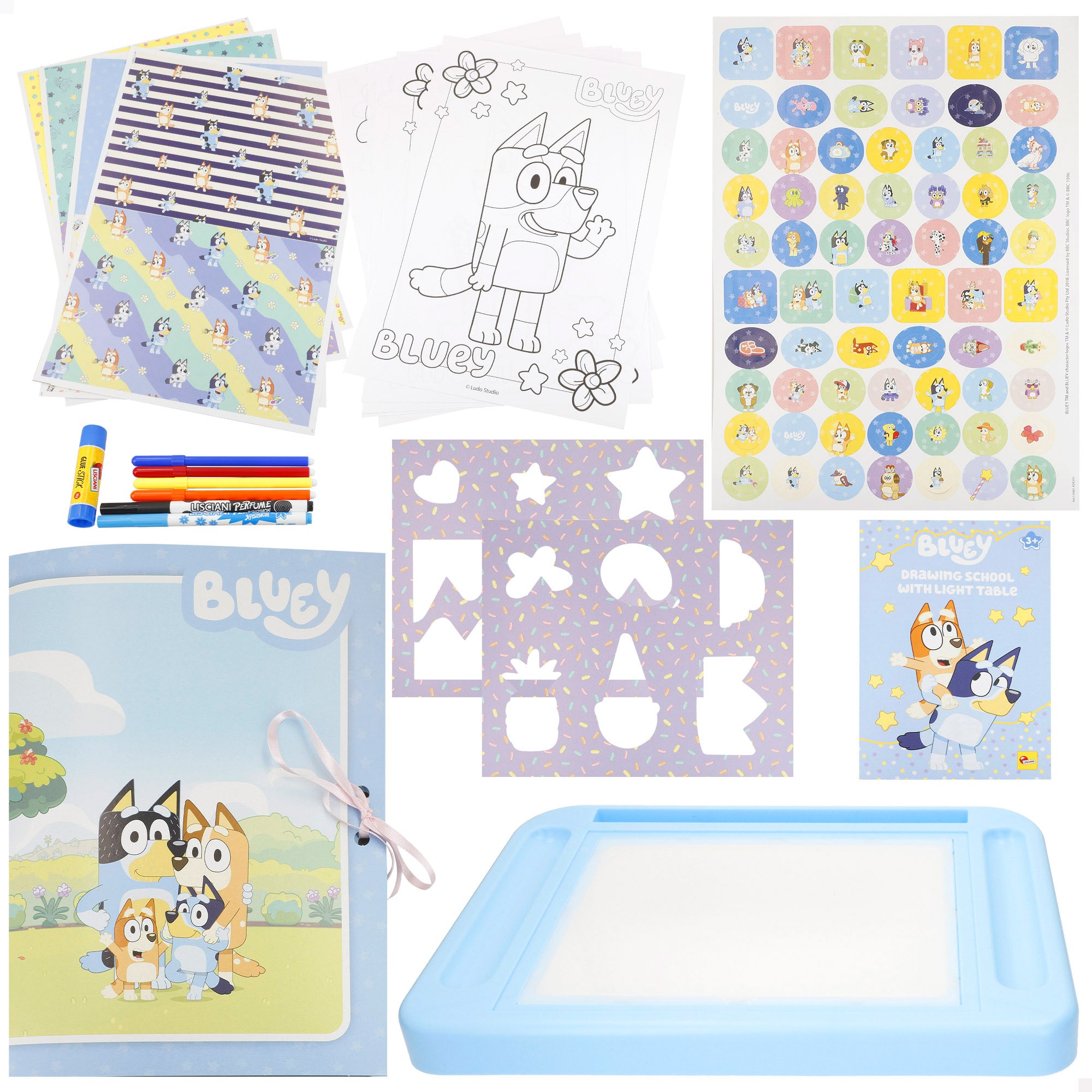 Bluey Mesa de dibujo con luz y accesorios + 3 años