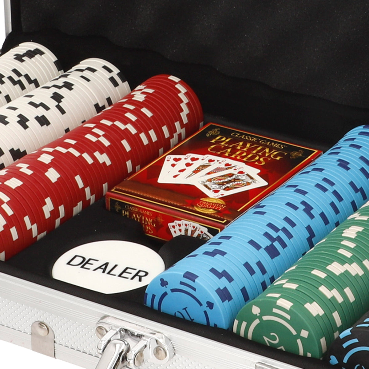 Juego de póker 300 fichas caja aluminio + 18 años COLORBABY