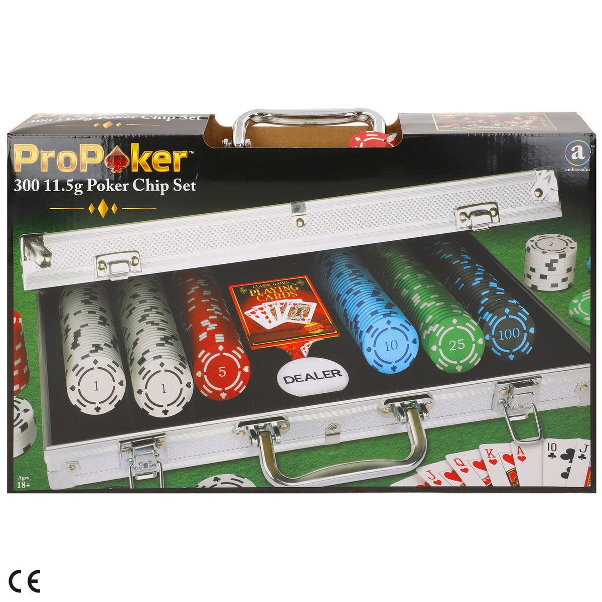 Juego de póker 300 fichas caja aluminio + 18 años COLORBABY