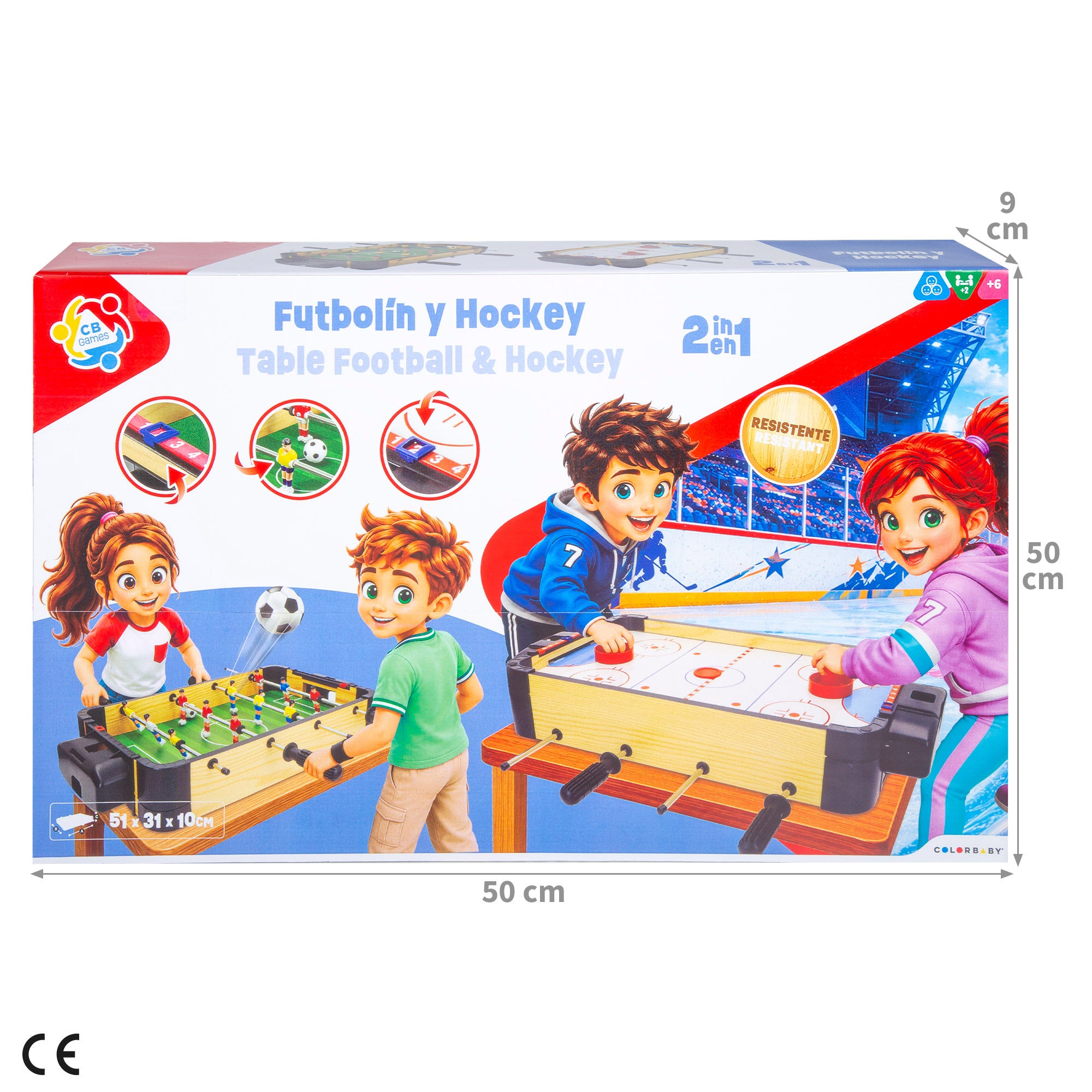 Mesa 2 en 1 air hockey y futbolín CB Games