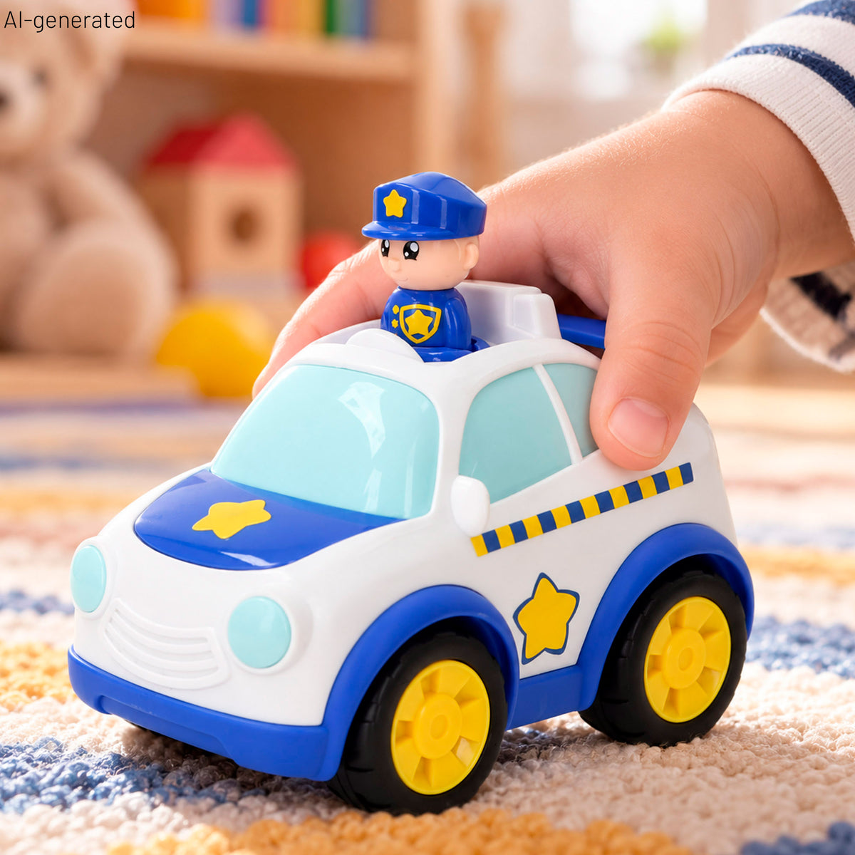 Camión portacoches de policía con coche Push & Go y 2 conos Teamsterz