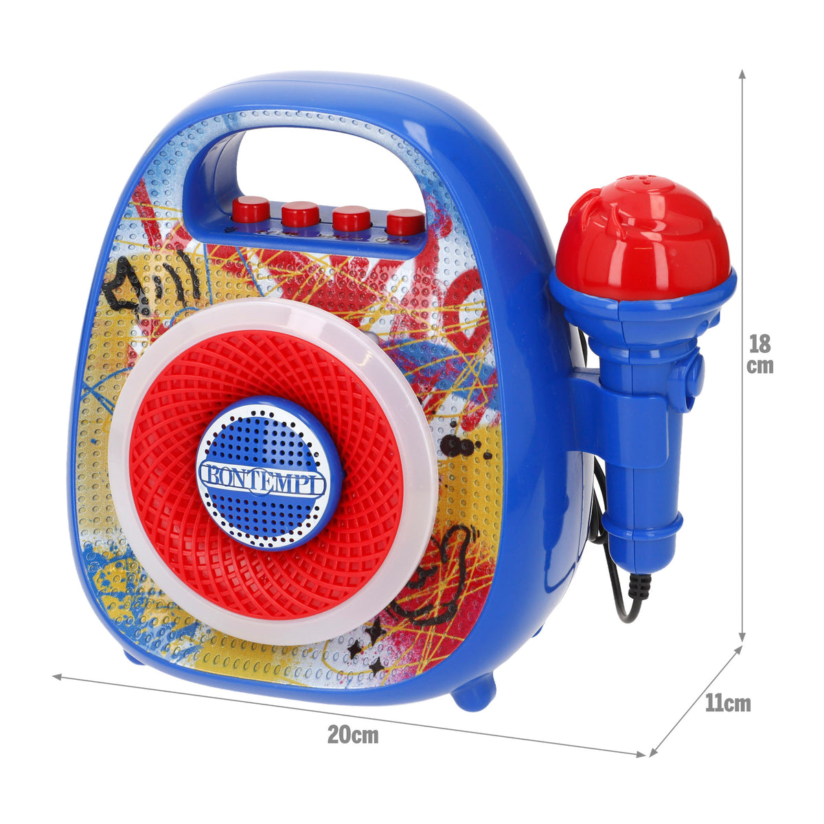 Altavoz inalámbrico azul mini con micro y luces de colores Bontempi
