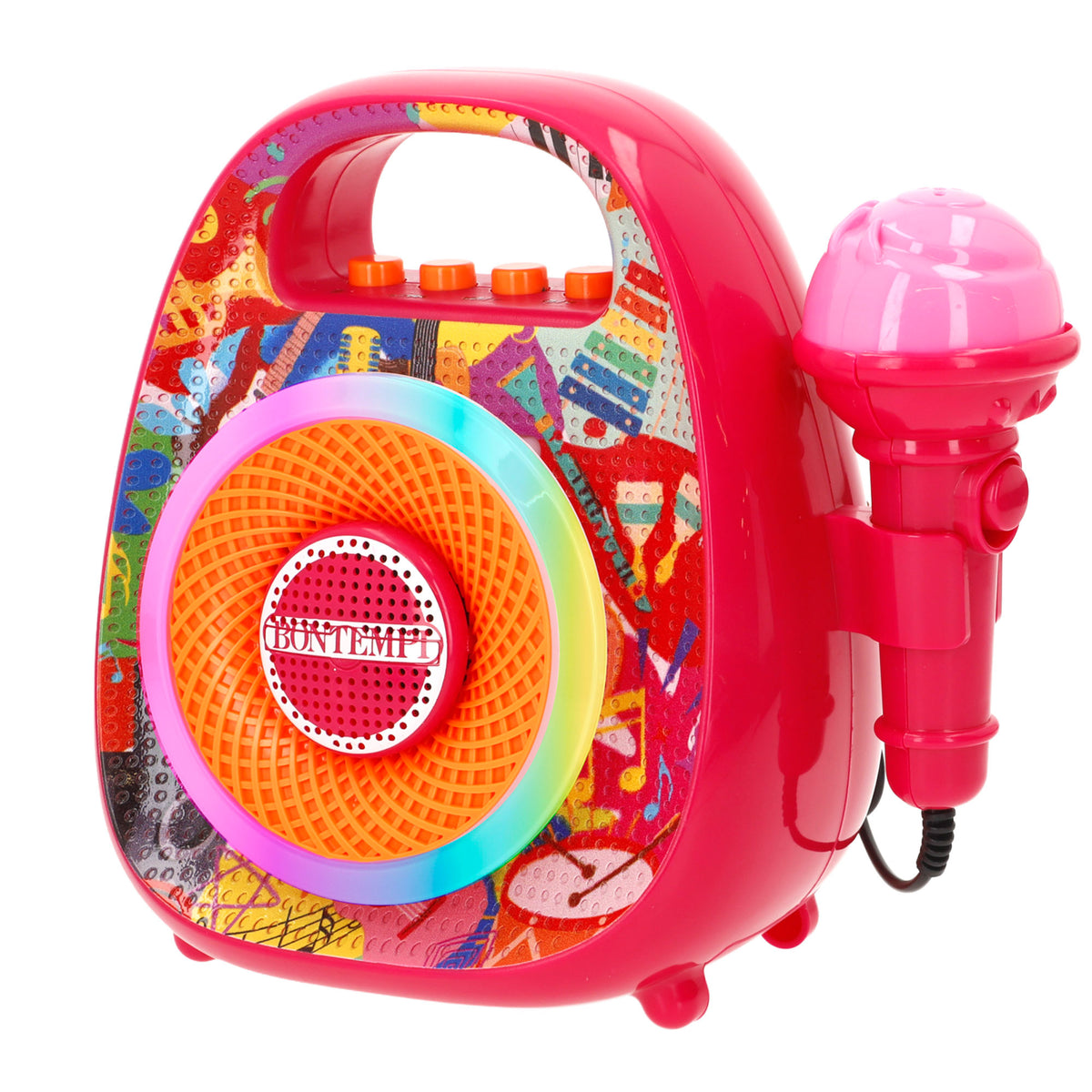 Altavoz inalámbrico rosa mini con micro y luces de colores Bontempi