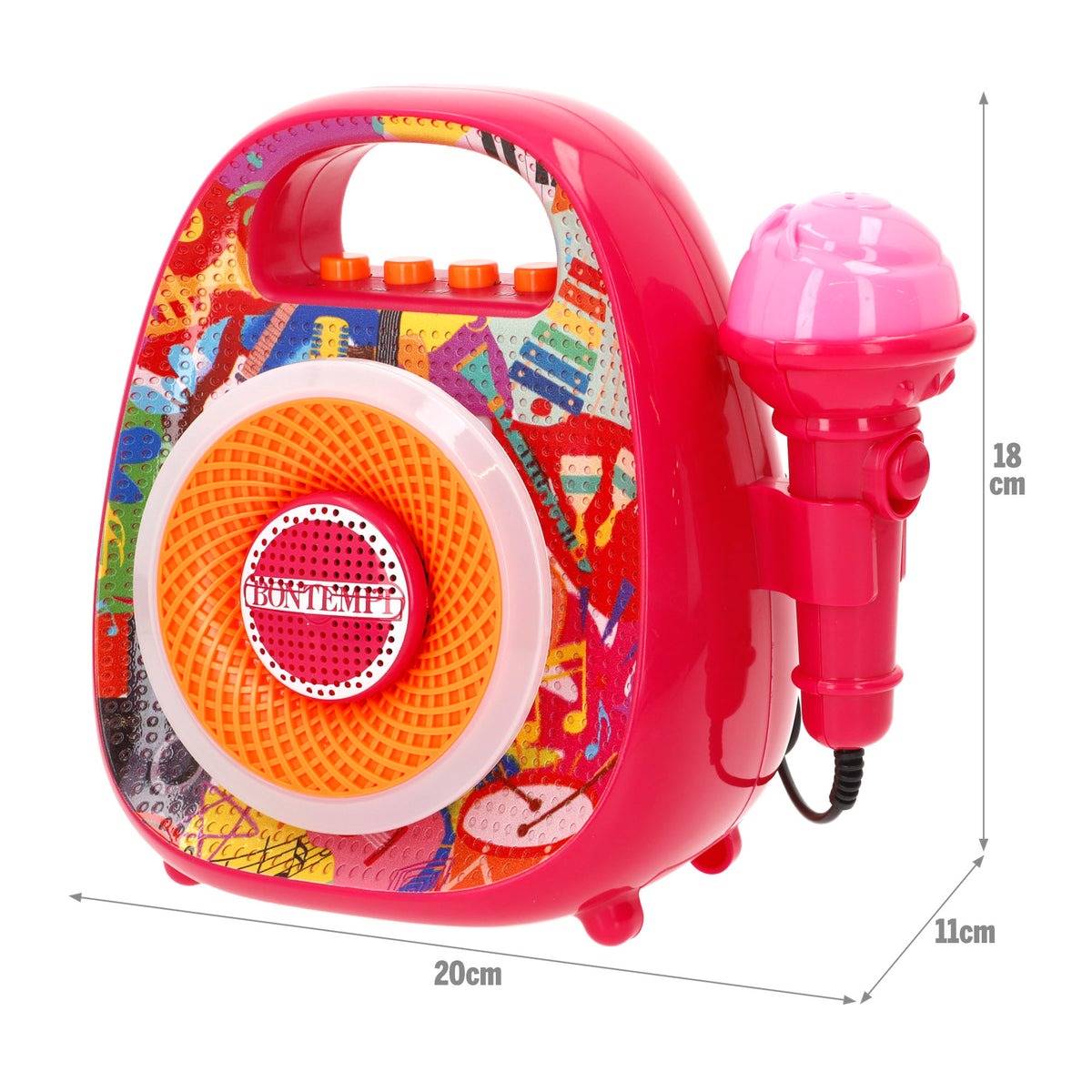 Altavoz inalámbrico rosa mini con micro y luces de colores Bontempi