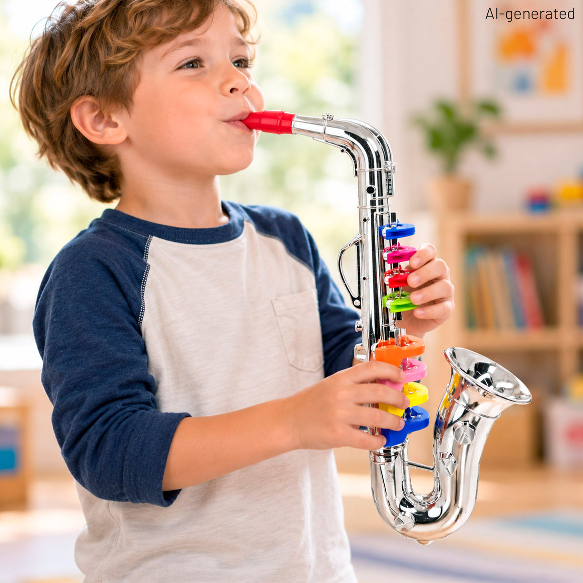 Saxofón plateado de juguete con 8 teclas 40 cm Bontempi