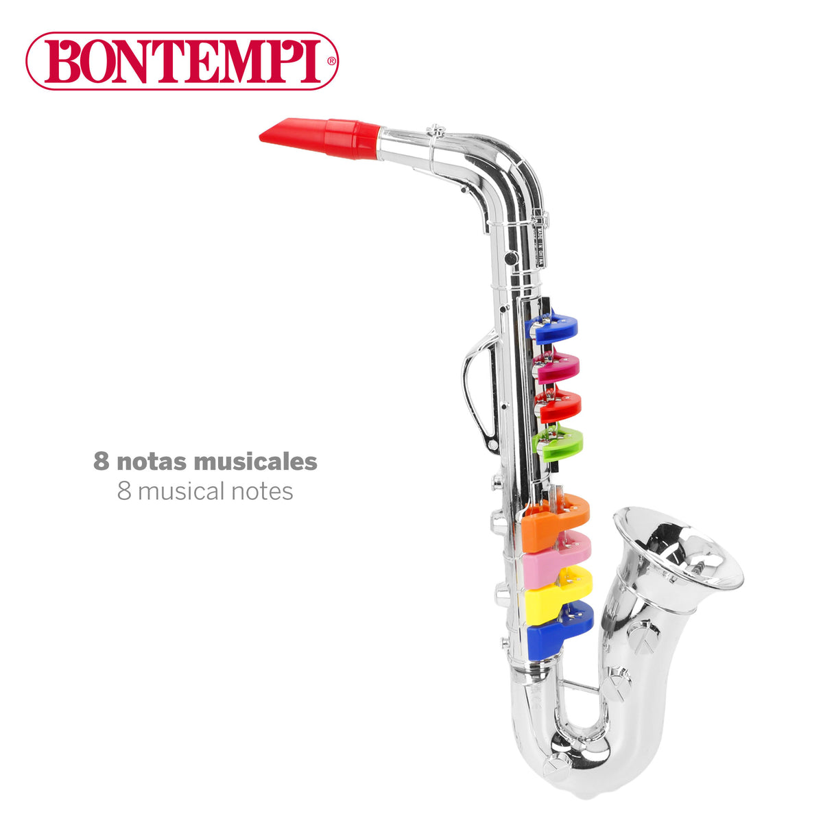 Saxofón plateado de juguete con 8 teclas 40 cm Bontempi