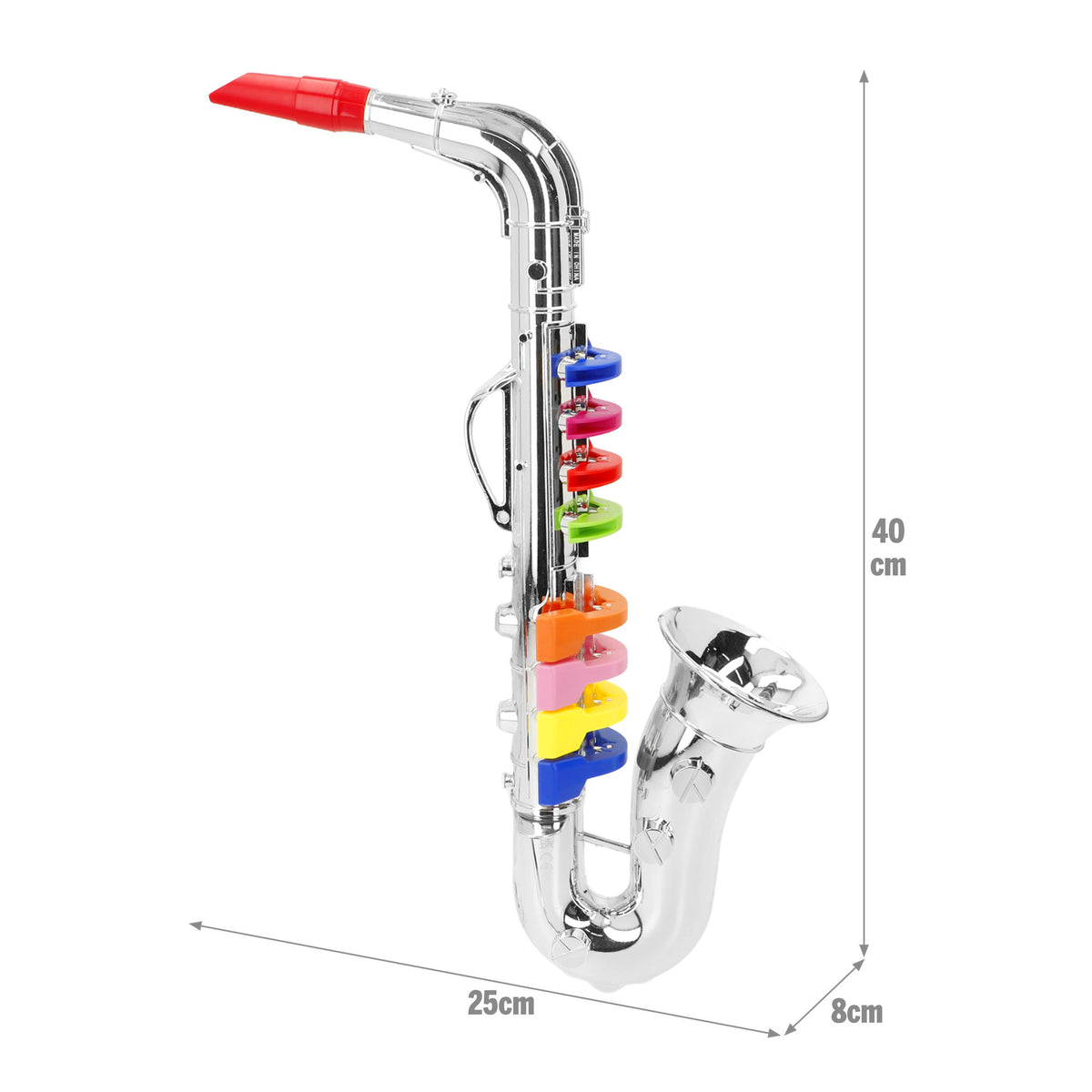 Saxofón plateado de juguete con 8 teclas 40 cm Bontempi