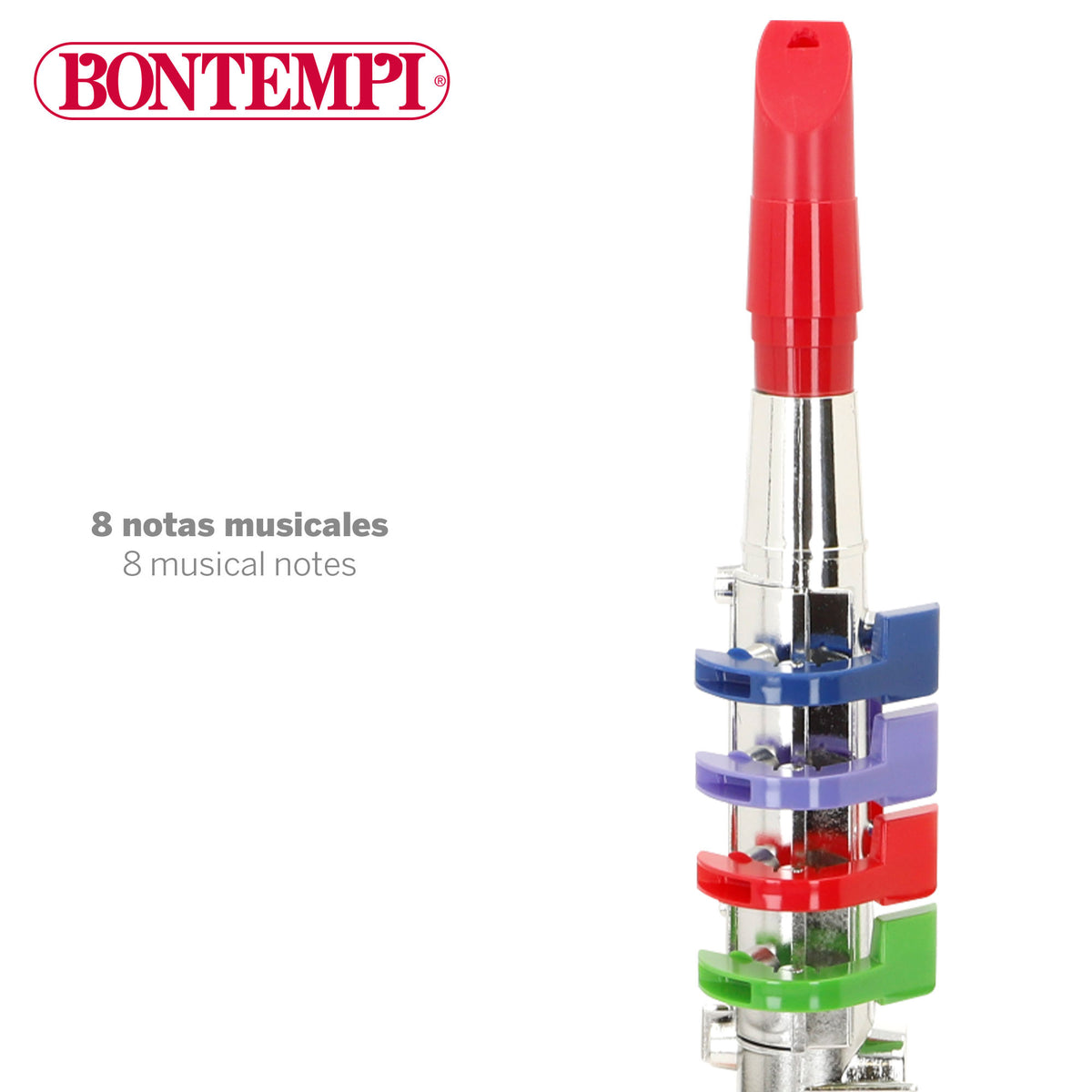 Clarinete plateado de juguete con 8 teclas 42 cm Bontempi