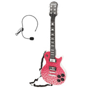 Guitarra electrónica para niños rosa animal print 69 cm con micrófono de diadema Bontempi