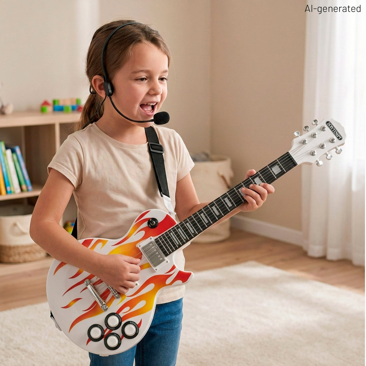 Guitarra electrónica para niños 69 cm con micrófono de diadema Bontempi