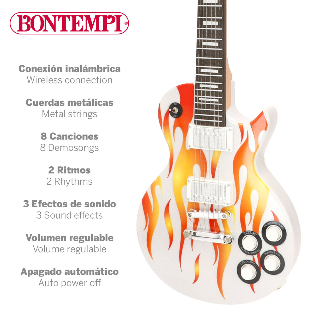 Guitarra electrónica para niños 69 cm con micrófono de diadema Bontempi
