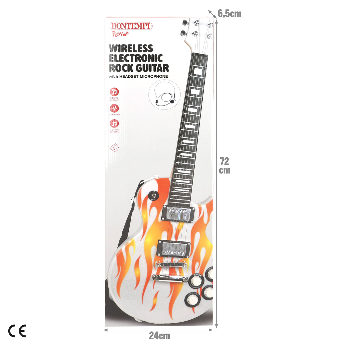 Guitarra electrónica para niños 69 cm con micrófono de diadema Bontempi