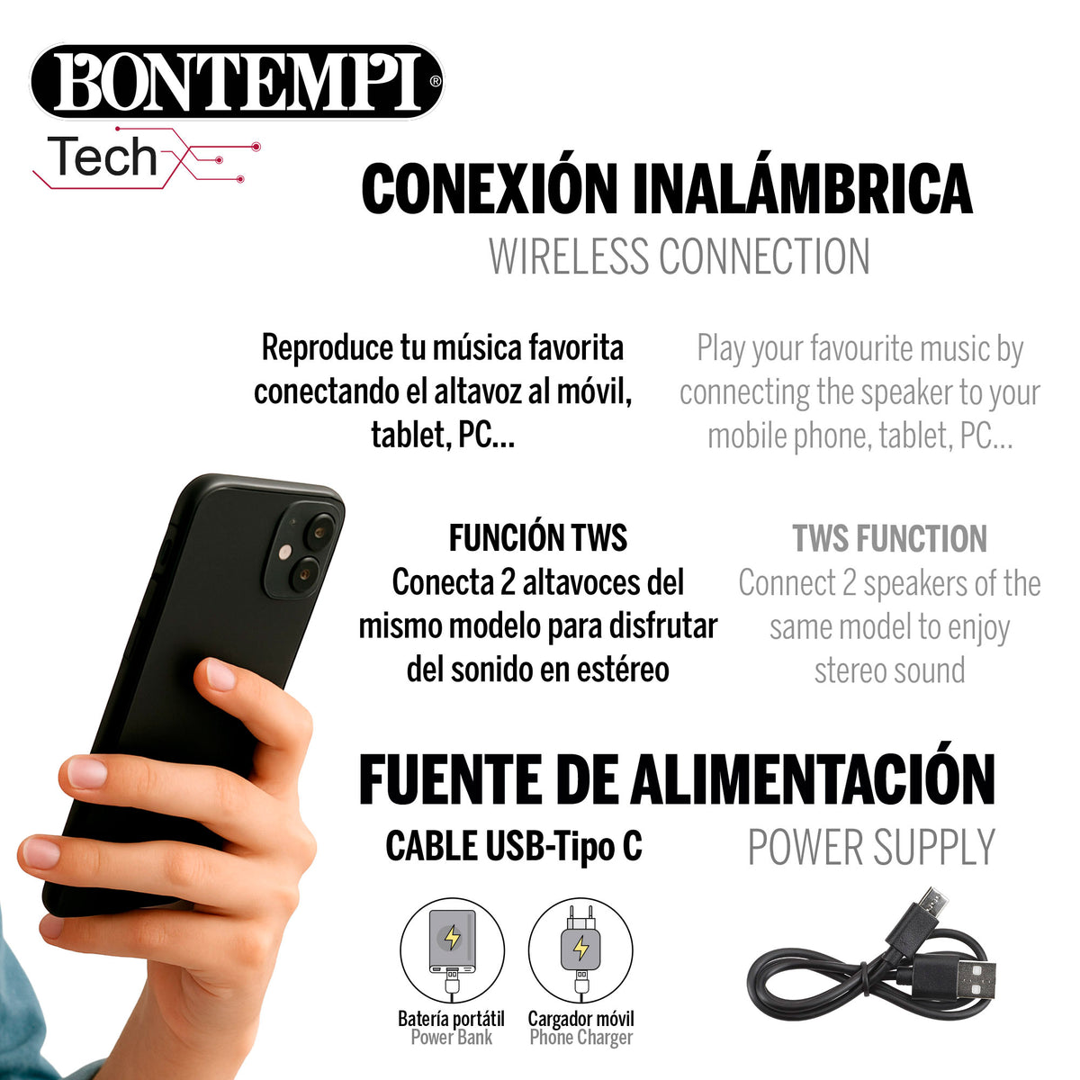 Altavoz inalámbrico de 350W con micrófono Bontempi