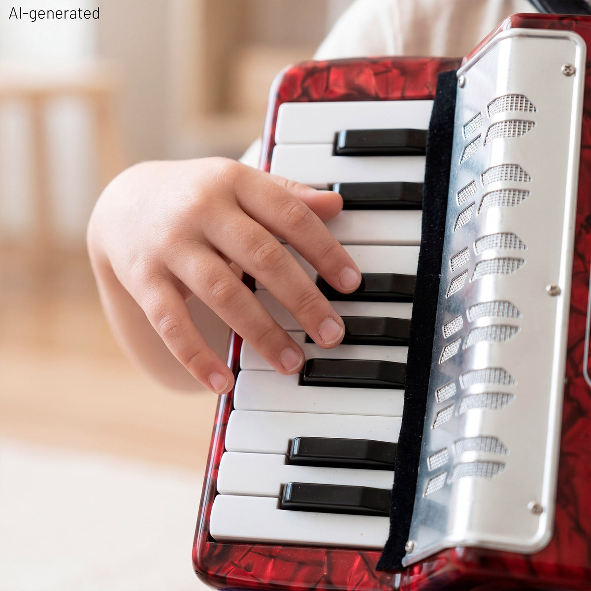 Acordeón infantil de madera con 17 teclas, 8 botones y fuelle extensible Bontempi