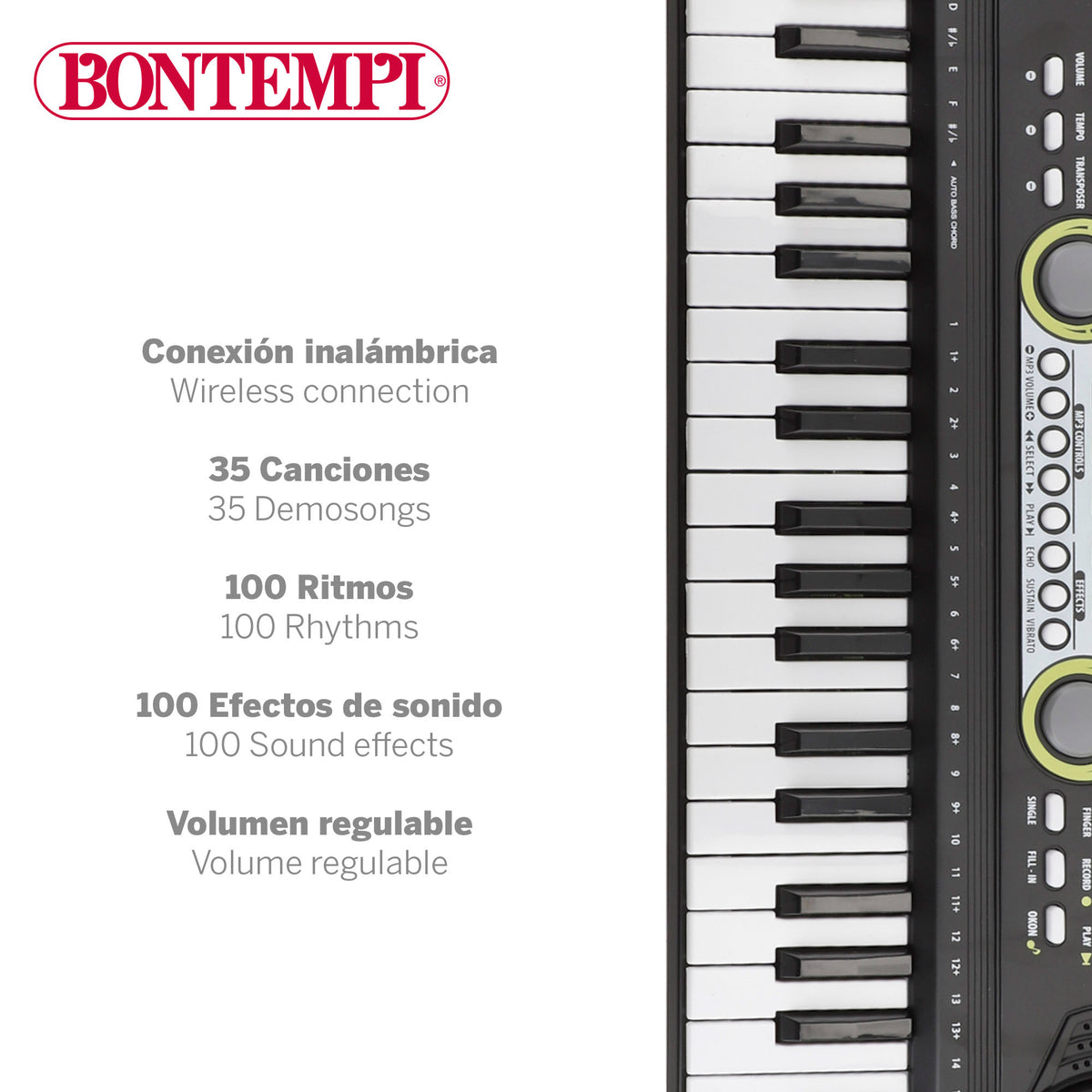Teclado electrónico para niños 49 notas con 100 sonidos y función aprendizaje Bontempi