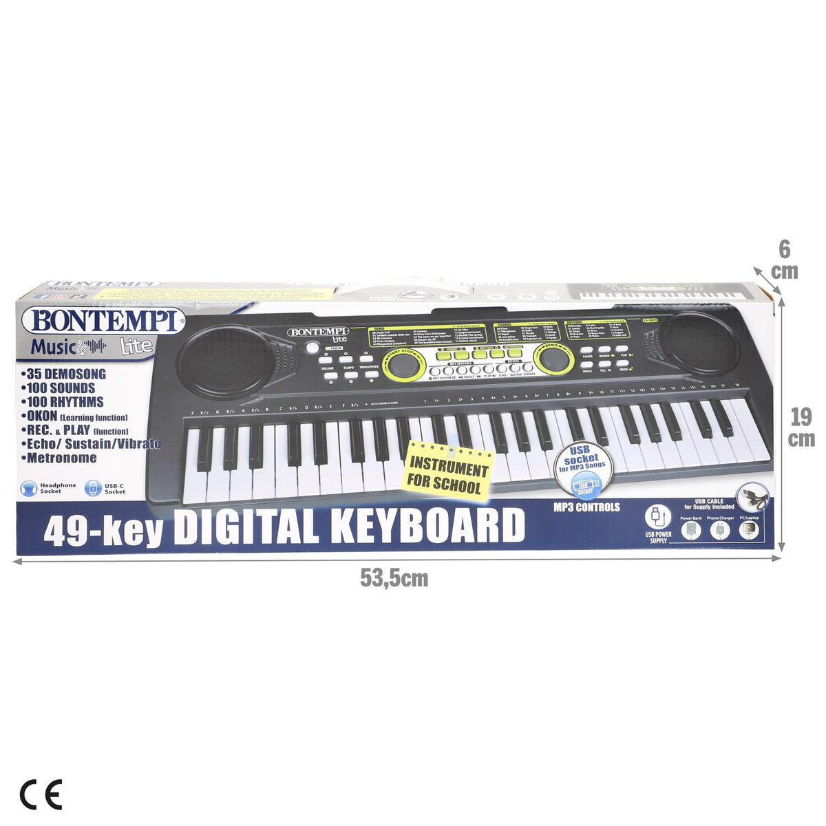 Teclado electrónico para niños 49 notas con 100 sonidos y función aprendizaje Bontempi