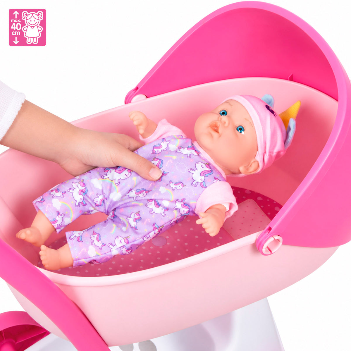 Cochecito de muñecas 2 en 1 convertible en carrito y silla de paseo Colorbaby's