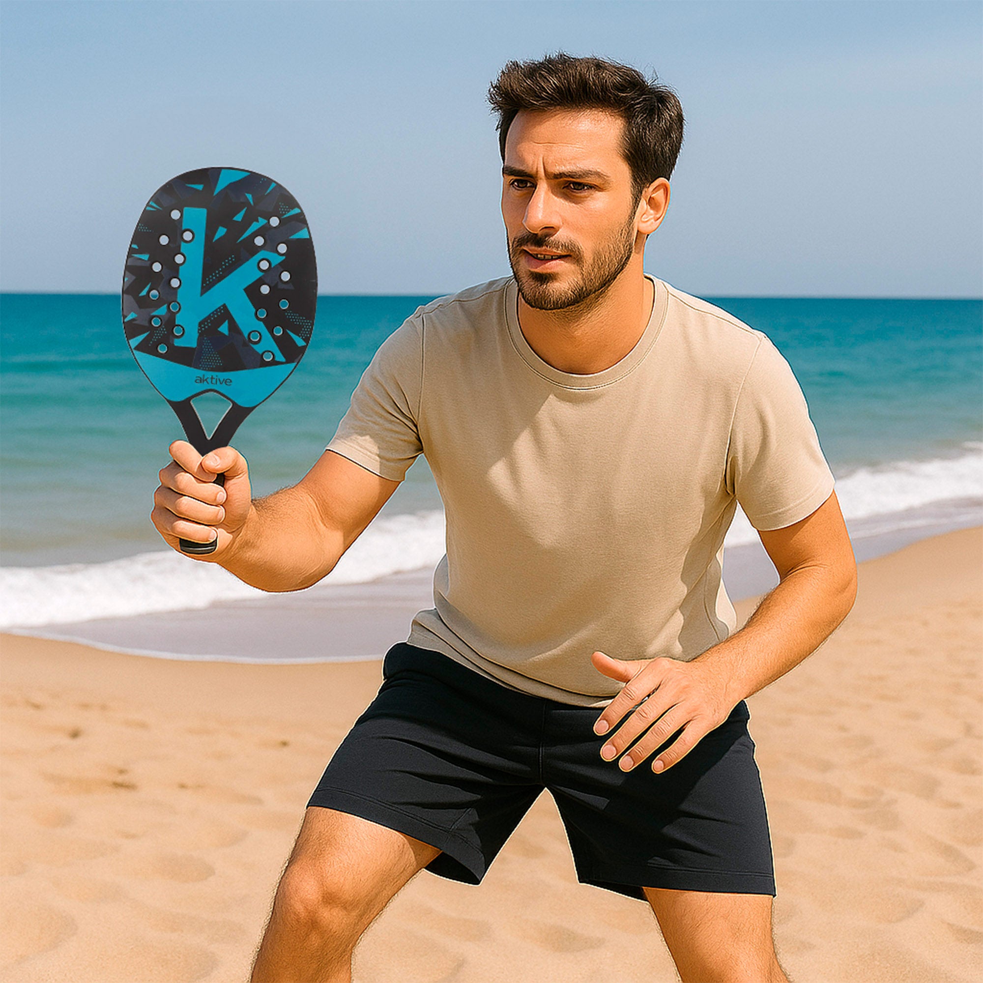 Aktive Set 2 palas playa con pelota y bolsa de red