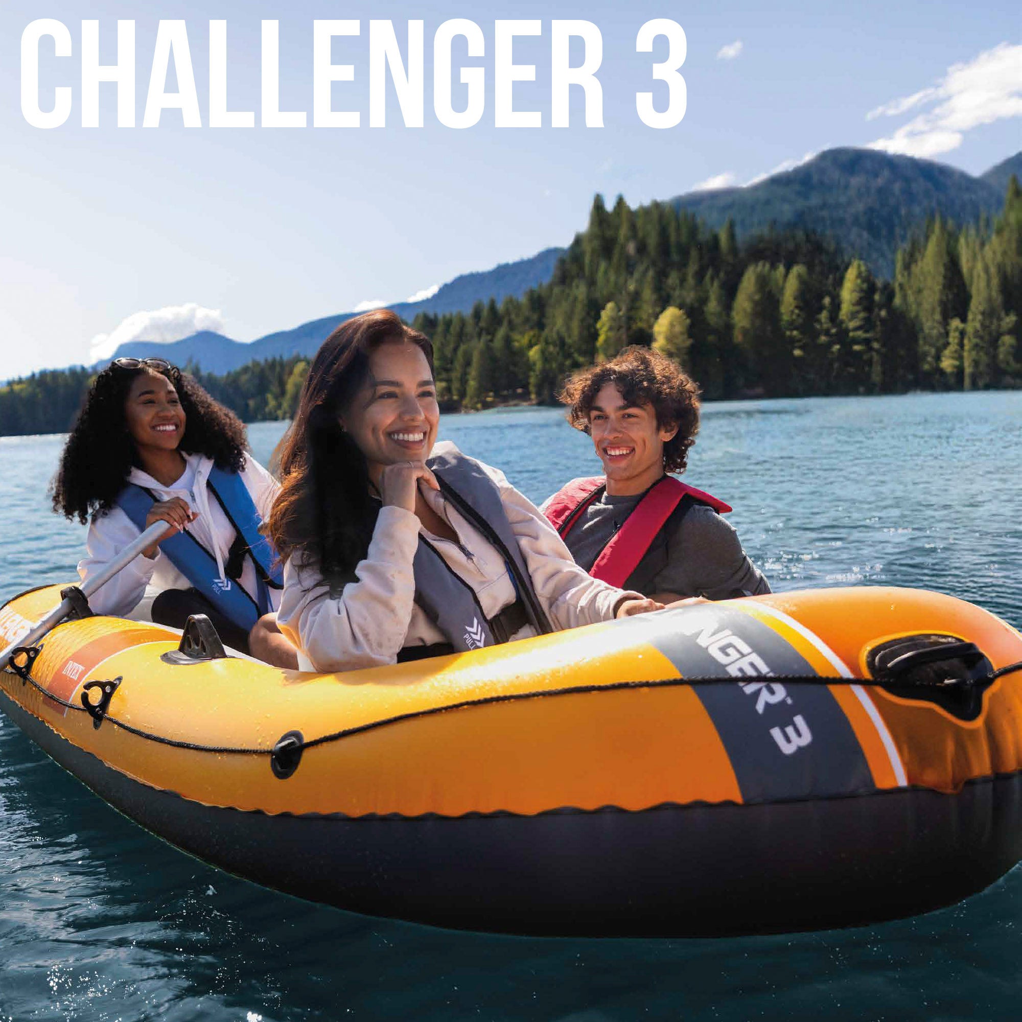 INTEX Barca hinchable Challenger 3 con remos y bomba de inflado