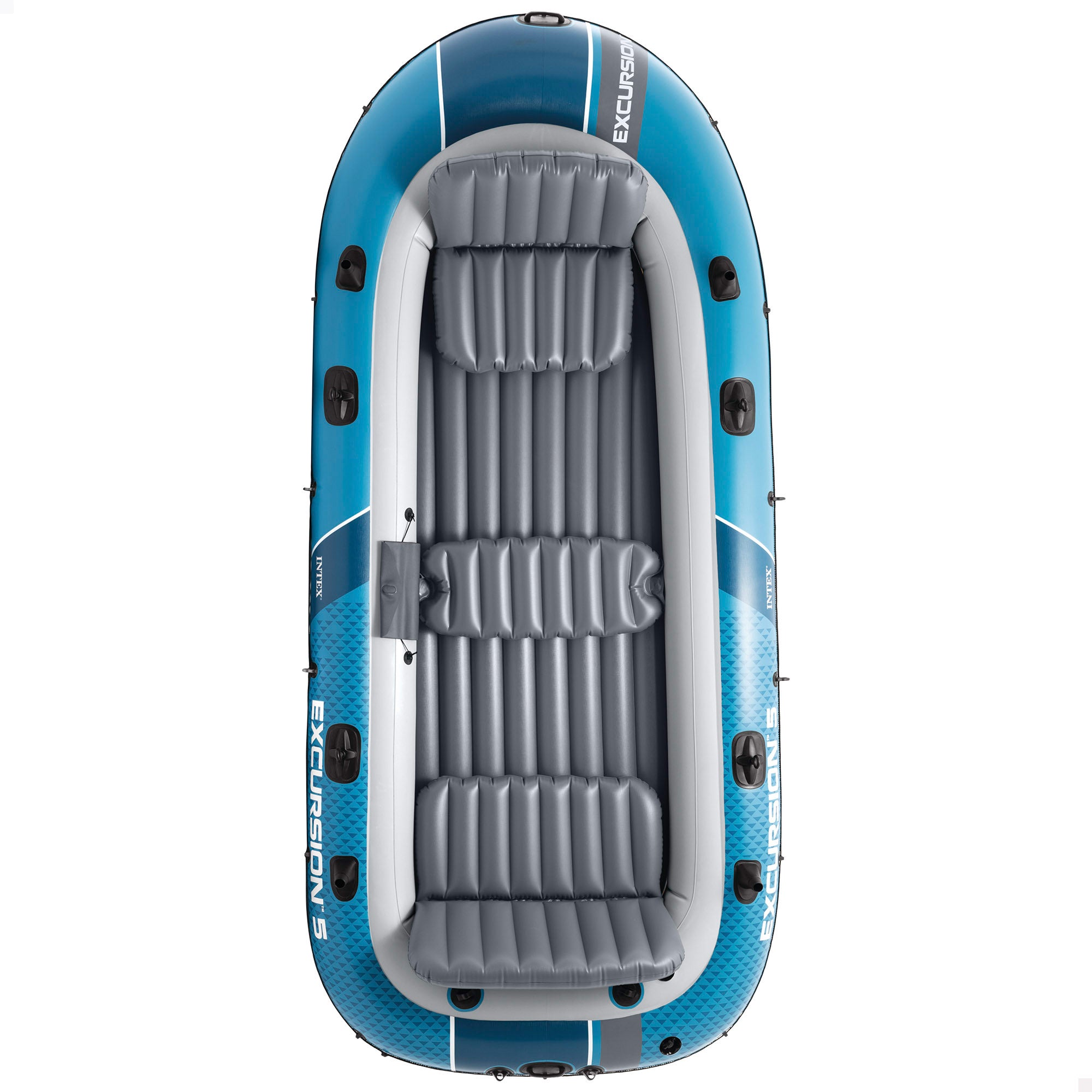 INTEX Barca hinchable Excursion 5 con remos, bomba de inflado y asientos hinchables