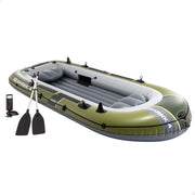INTEX Barca hinchable Seahawk 4 con remos, bomba de inflado y asientos hinchables