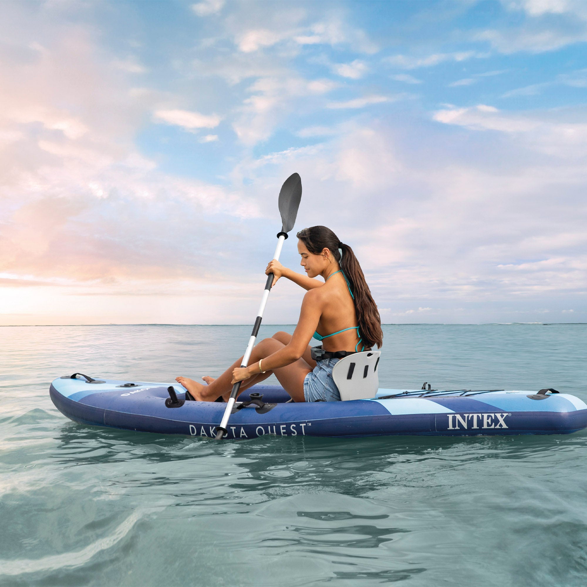 INTEX Kayak hinchable 1 plaza Dakota Quest con remo, hinchador y mochila